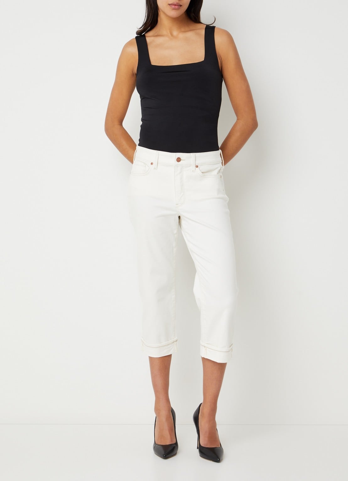 NYDJ Marilyn low waist straight leg jeans met gekleurde wassing - voorkant 3 wit