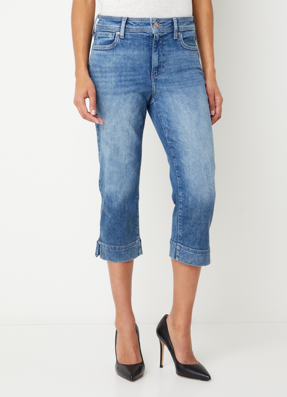 NYDJ Marilyn mid waist slim fit capri broek met steekzakken - detail 4 indigo