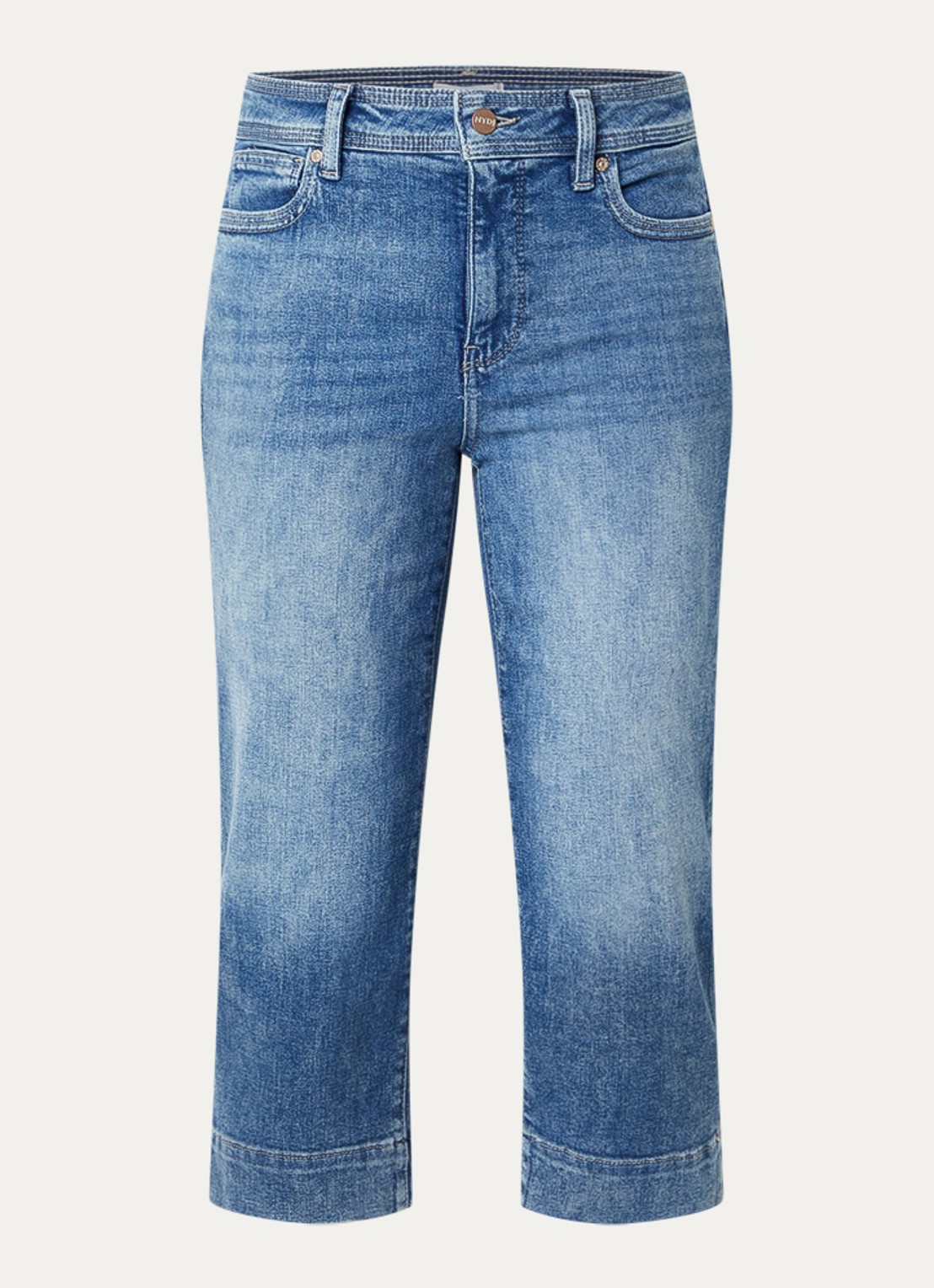 NYDJ Marilyn mid waist slim fit capri broek met steekzakken - voorkant 2 indigo