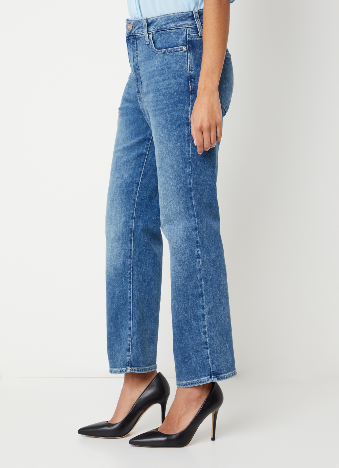 NYDJ Marilyn mid waist slim fit jeans met medium wassing - detail 2 indigo