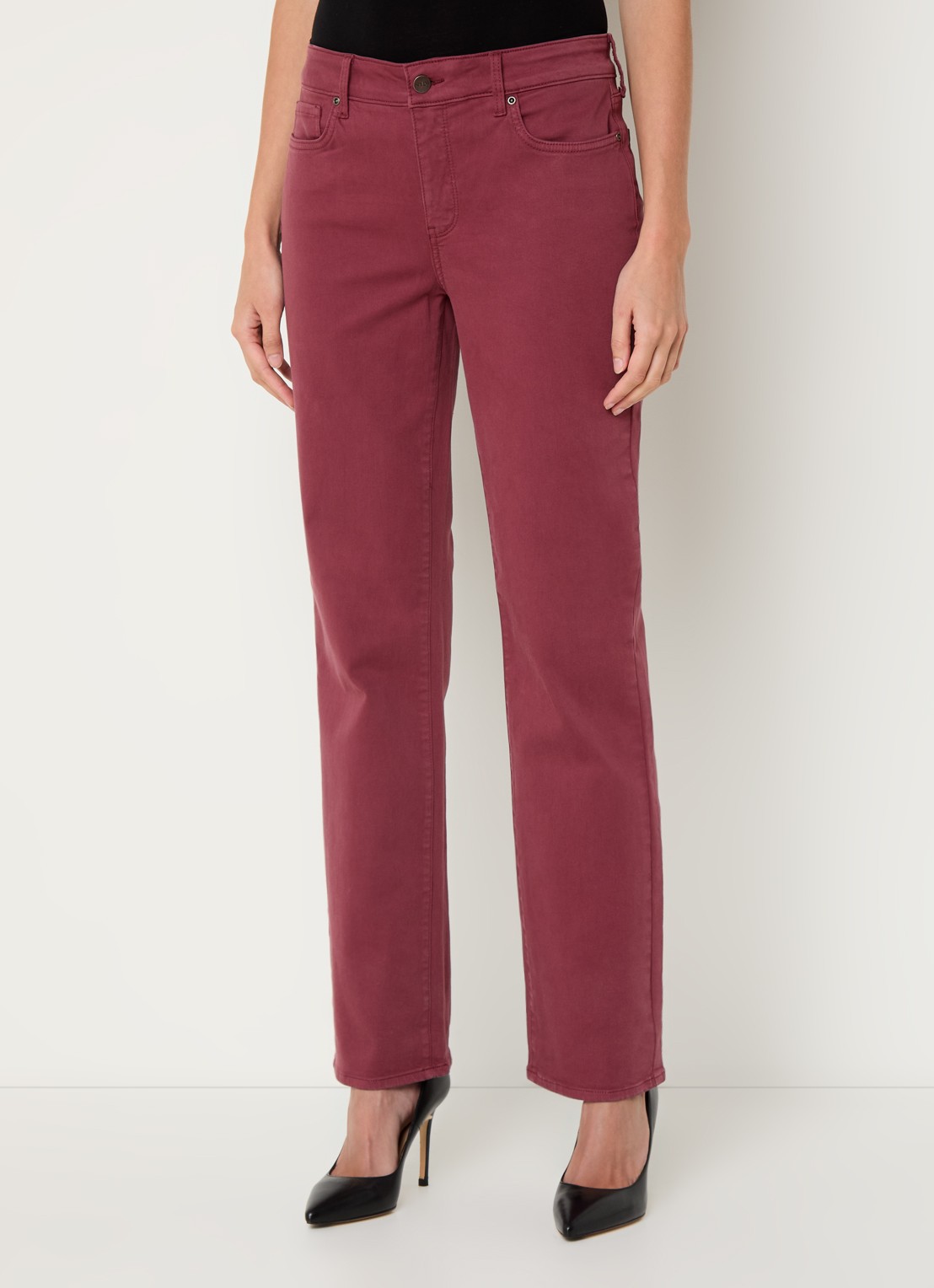 NYDJ Marilyn mid waist straight fit chino met stretch - detail 2 cranberryrood
