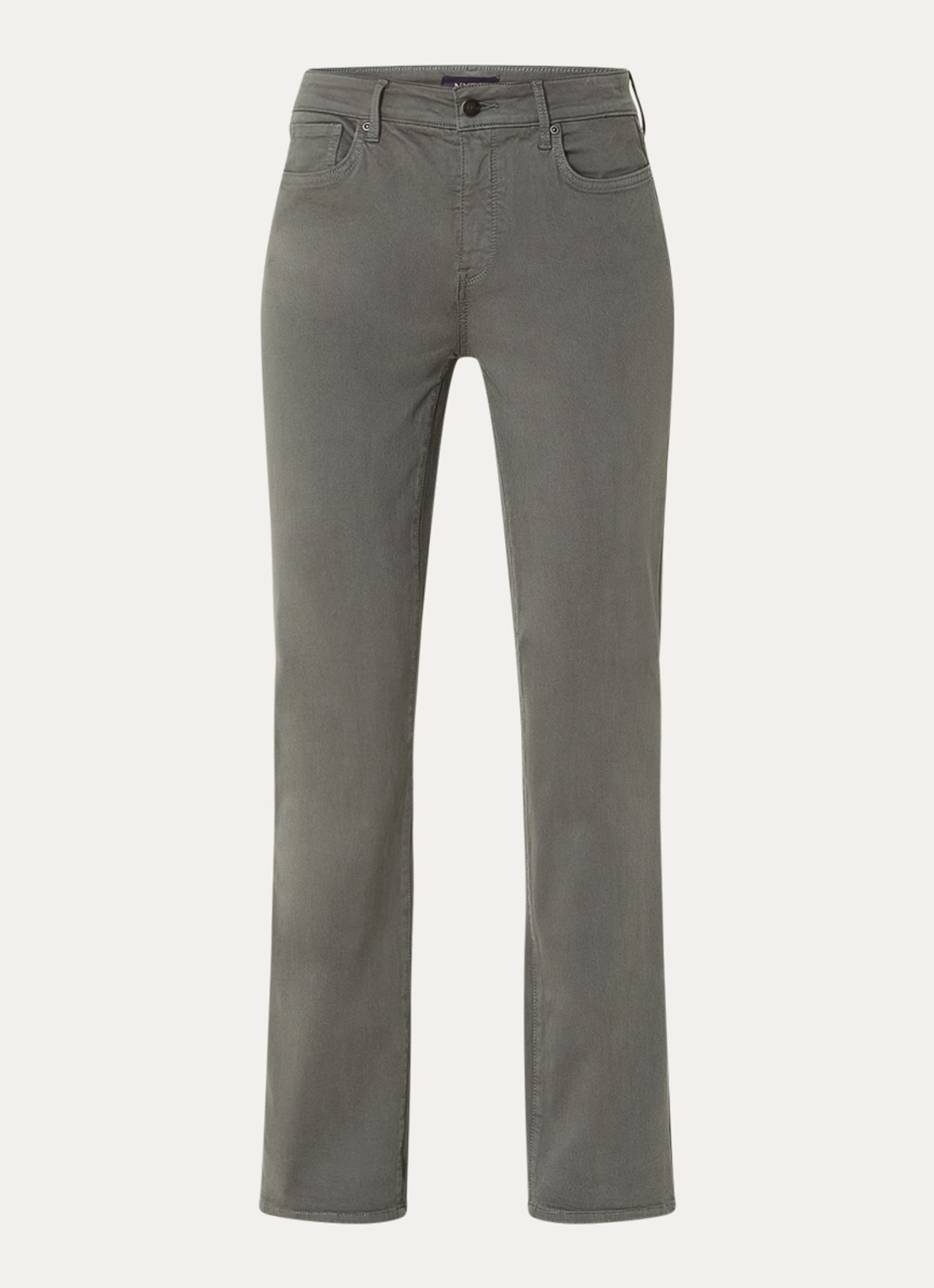NYDJ Marilyn mid waist straight fit chino met stretch - voorkant 4 olijfgroen