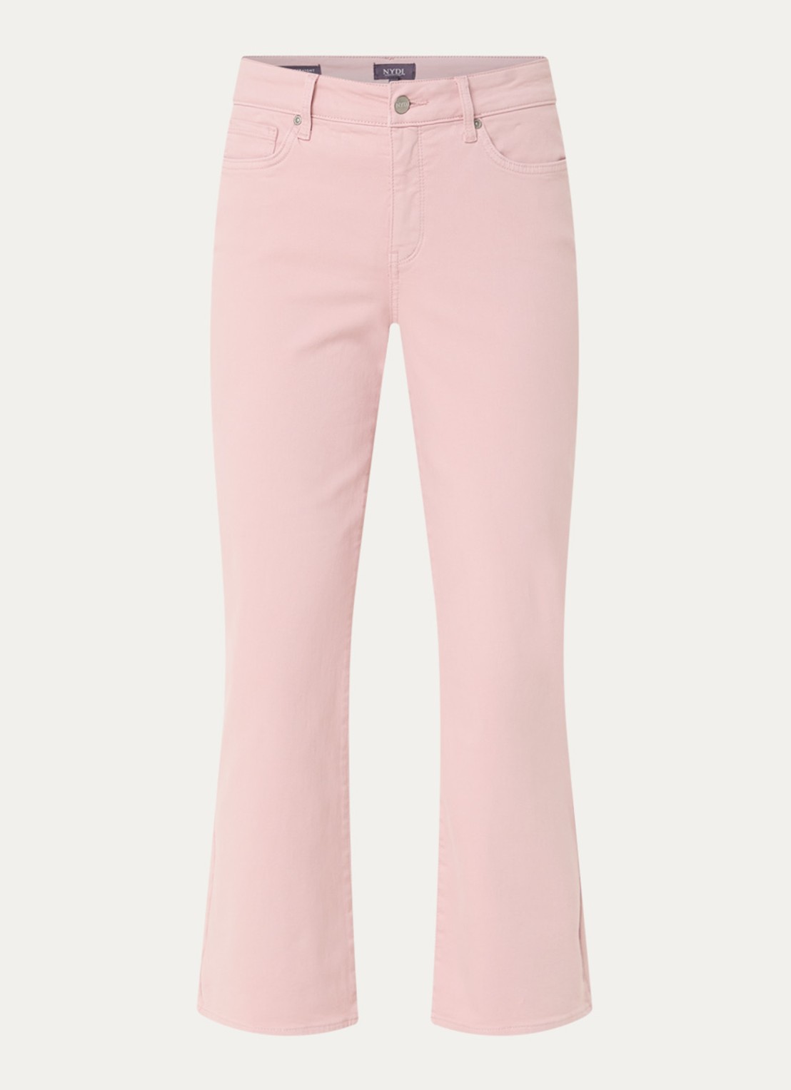 NYDJ Marilyn mid waist straight leg cropped jeans met gekleurde wassing - voorkant 4 lichtroze