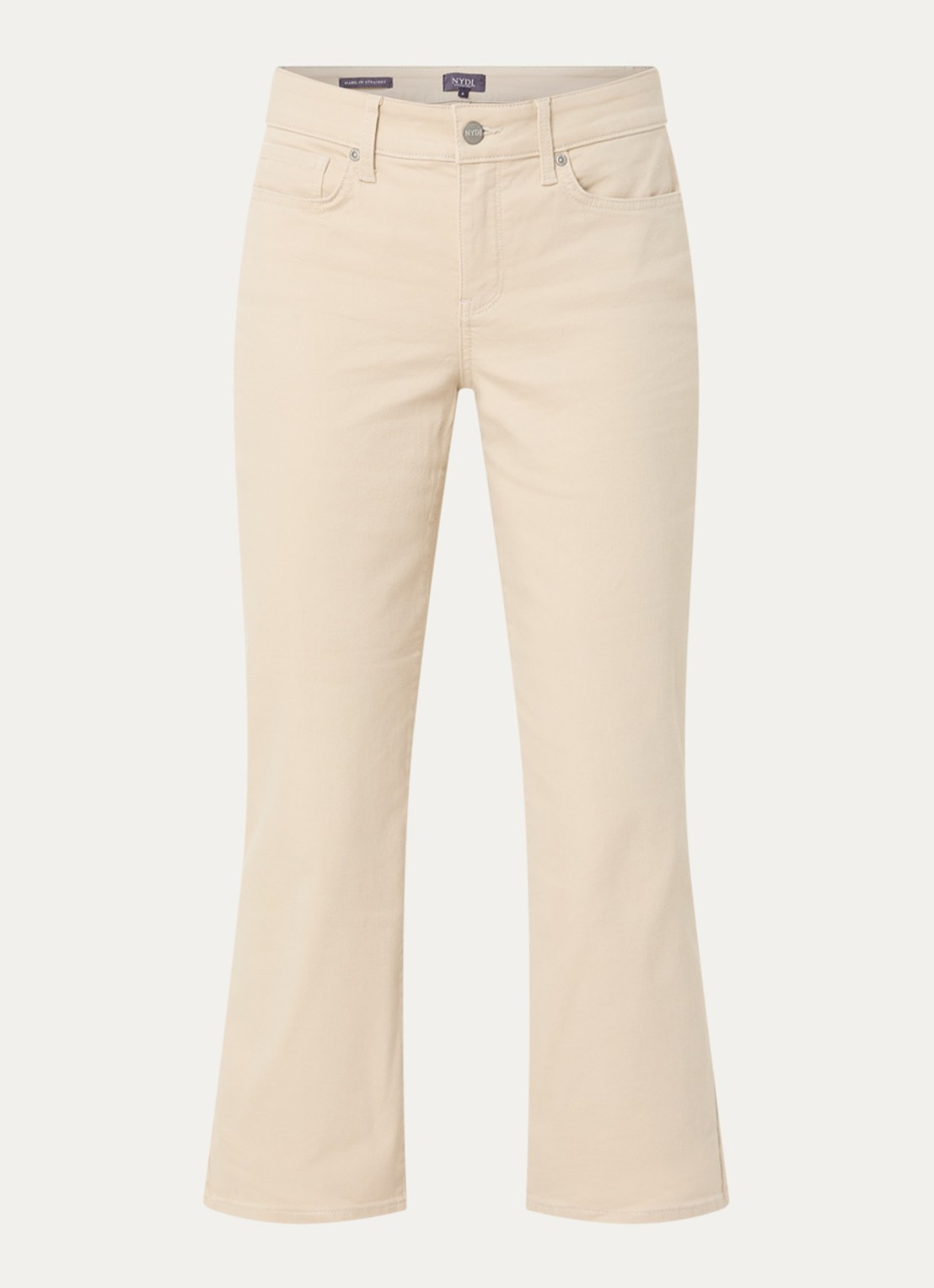NYDJ Marilyn mid waist straight leg cropped jeans met gekleurde wassing - voorkant 2 beige