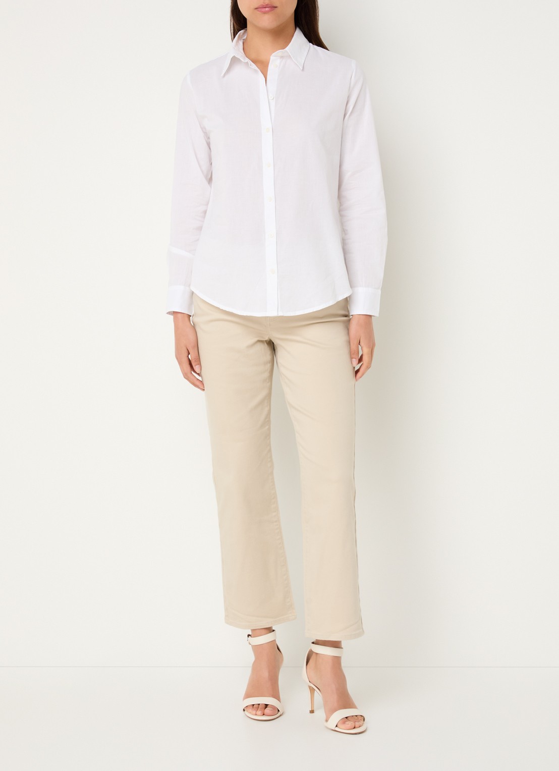 NYDJ Marilyn mid waist straight leg cropped jeans met gekleurde wassing - voorkant 3 beige