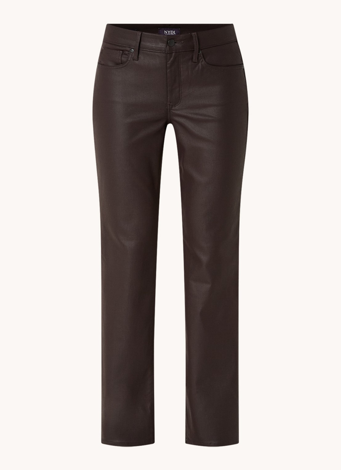 NYDJ Marilyn mid waist straight leg jeans met gekleurde wassing - voorkant 4 roodbruin