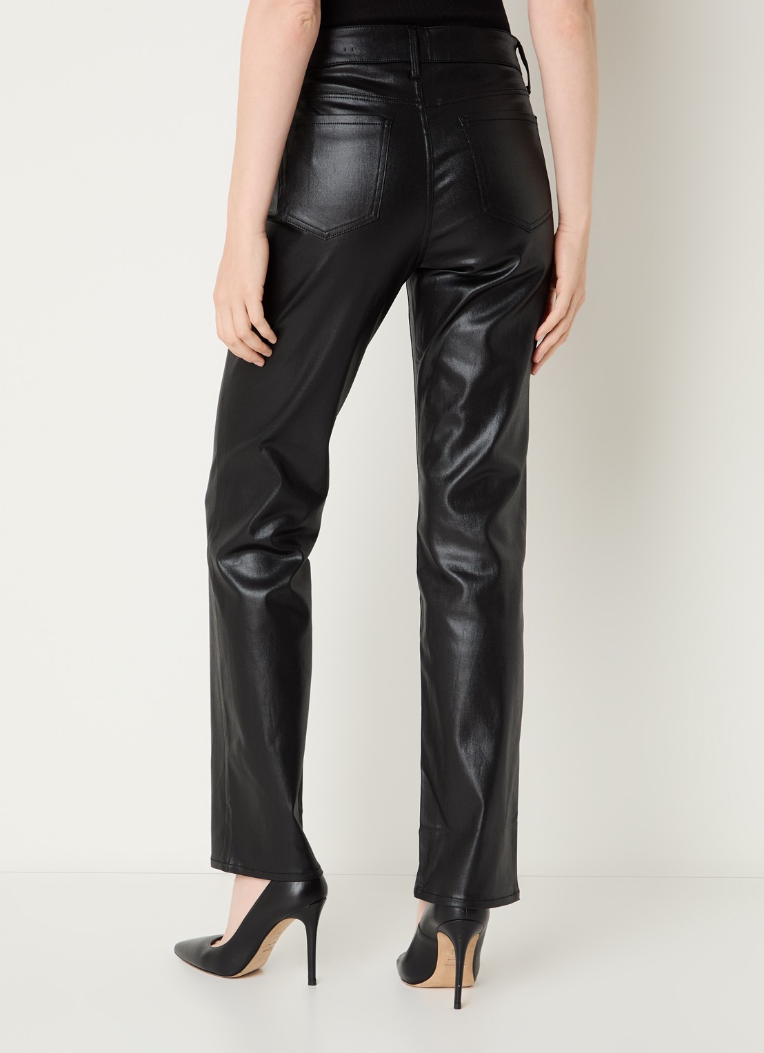 NYDJ Marilyn mid waist straight leg jeans met gekleurde wassing - achterkant zwart