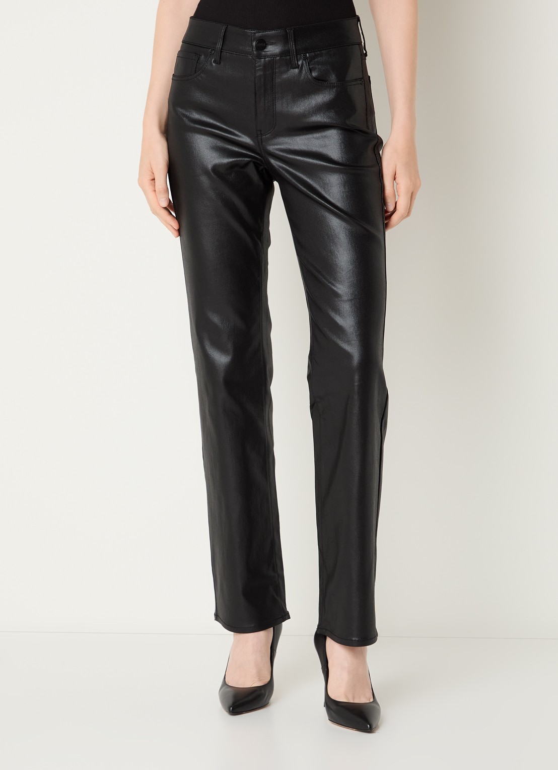 NYDJ Marilyn mid waist straight leg jeans met gekleurde wassing - detail 2 zwart