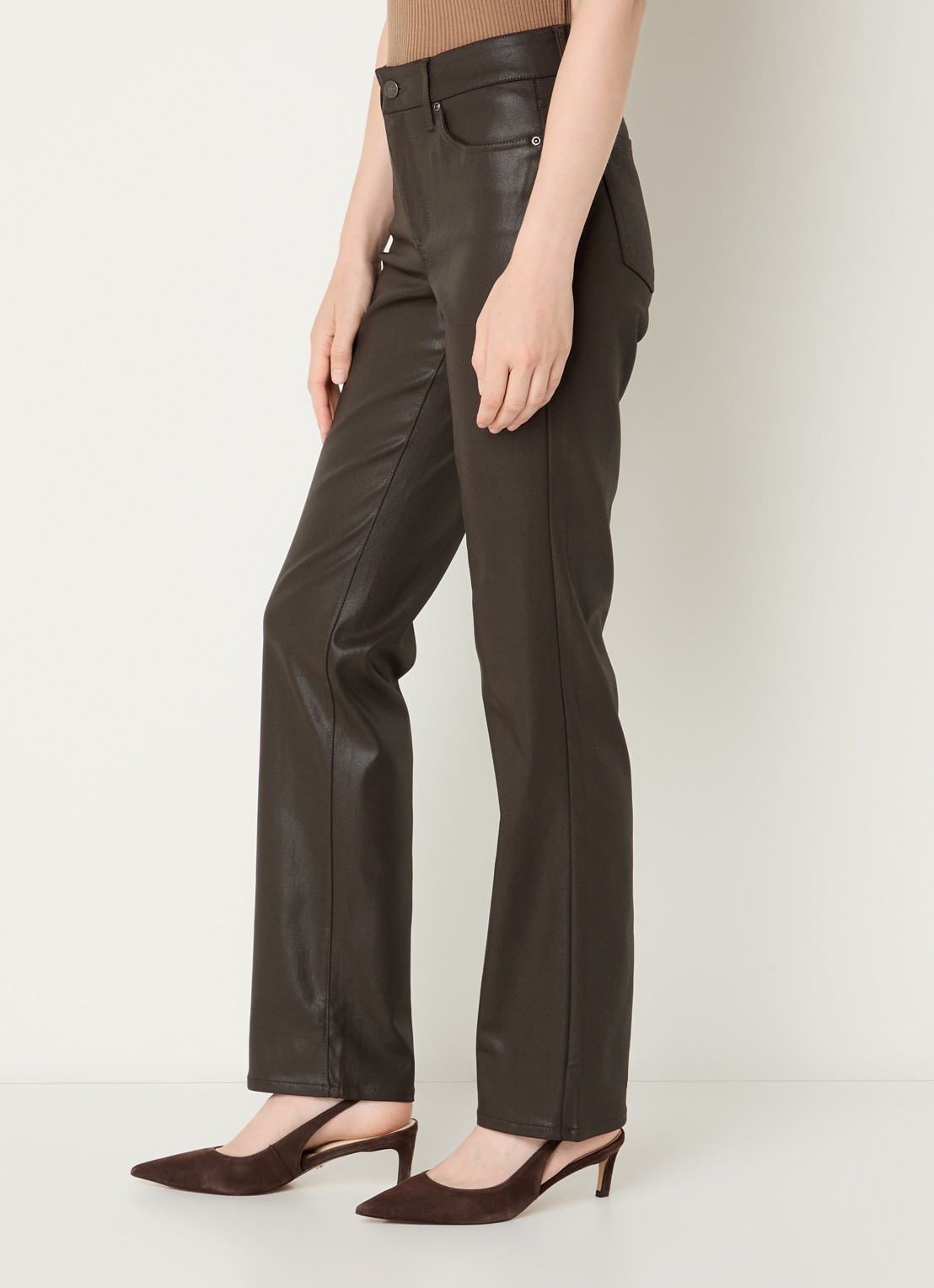 NYDJ Marilyn mid waist straight leg jeans met gekleurde wassing - detail 2 bruin