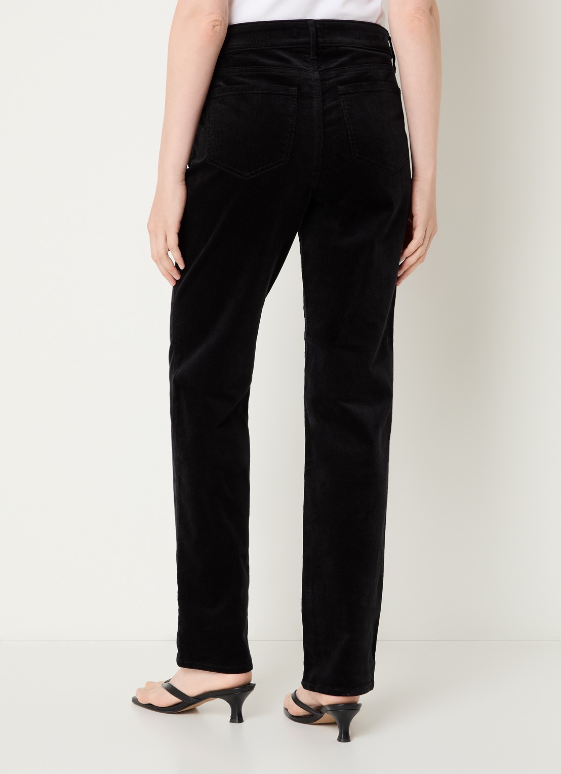 NYDJ Marilyn straight fit mid waisted pantalon van corduroy - achterkant 3 zwart