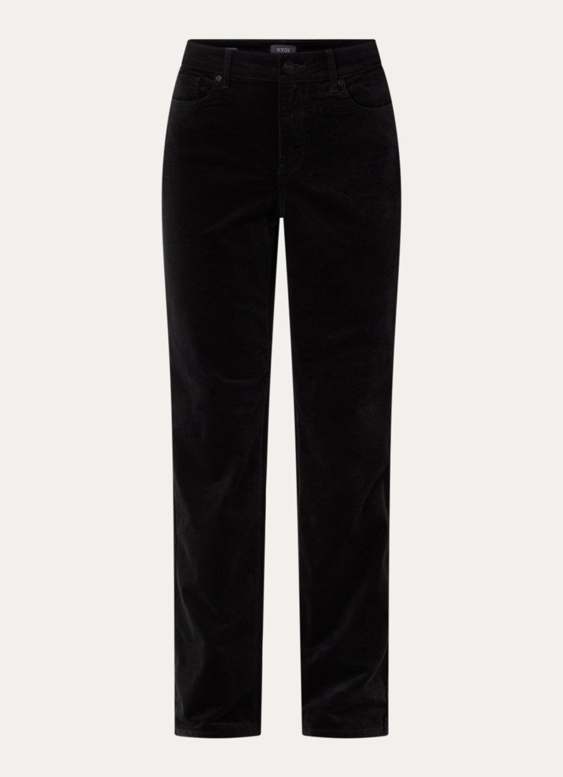 NYDJ Marilyn straight fit mid waisted pantalon van corduroy - voorkant 4 zwart