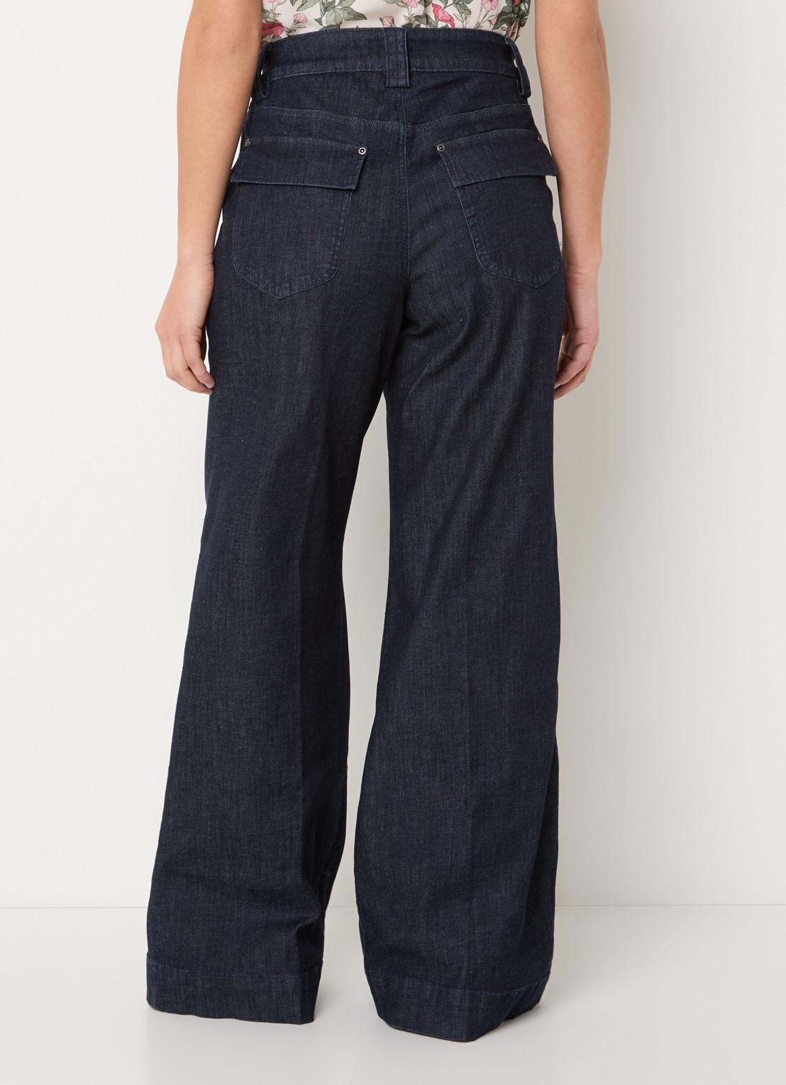 NYDJ Mia high waist wide leg jeans met ceintuur - achterkant indigo