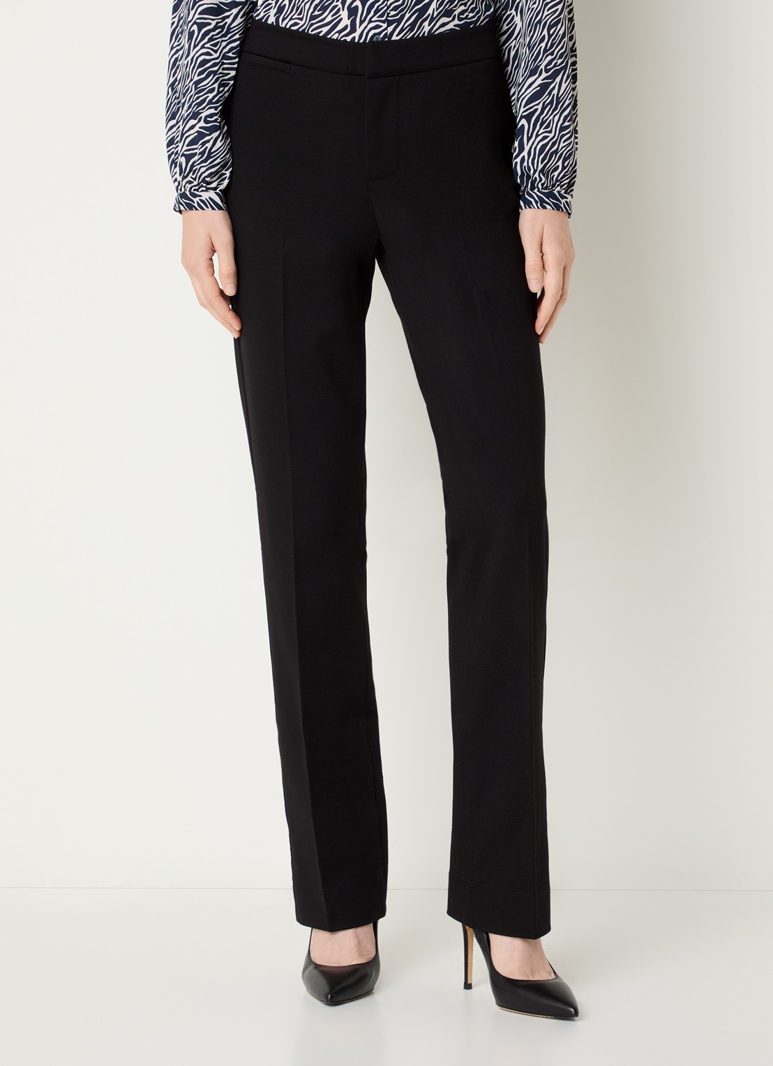 NYDJ Mid waist slim fit pantalon met stretch - detail zwart
