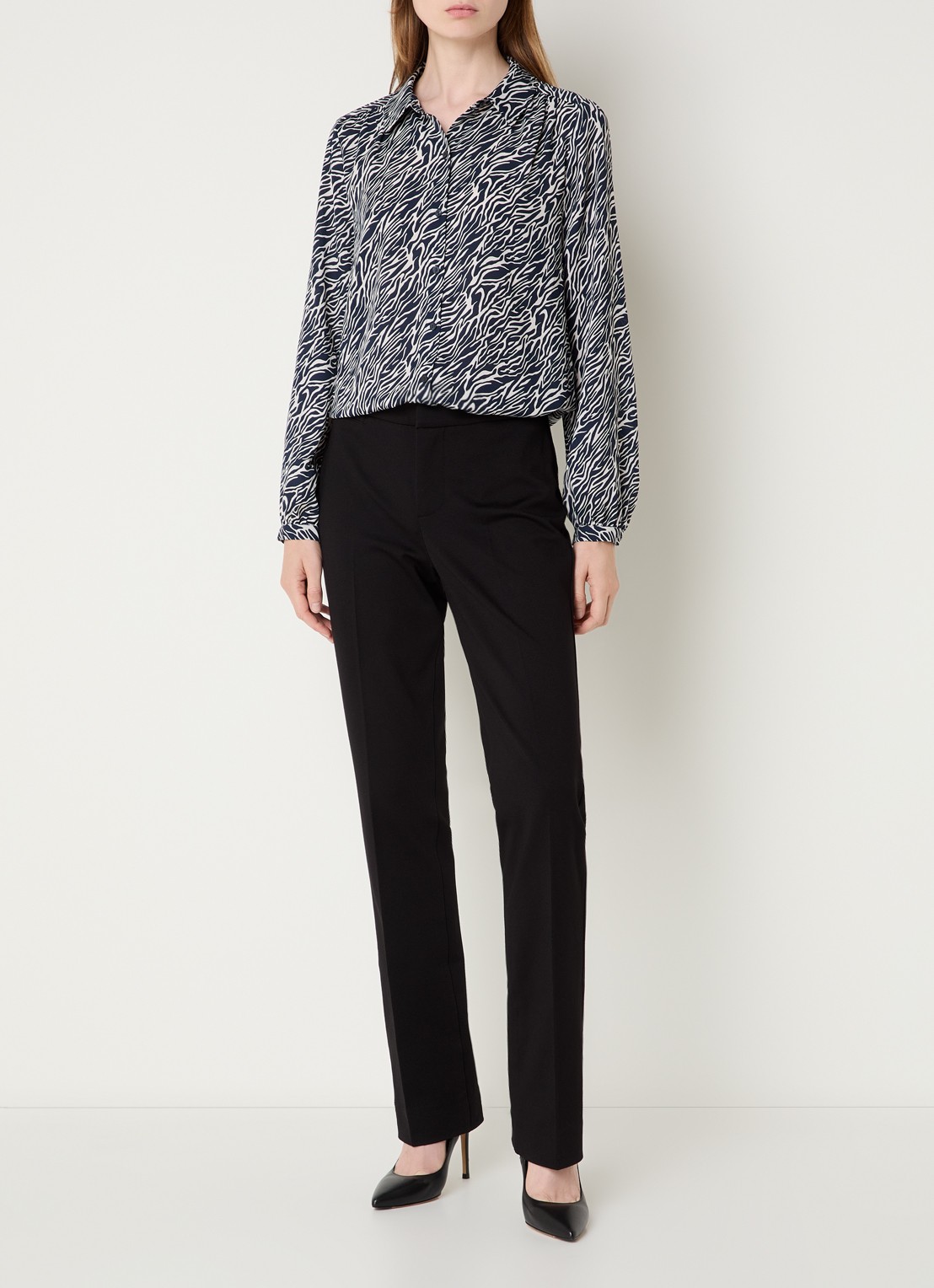NYDJ Mid waist slim fit pantalon met stretch - voorkant 3 zwart