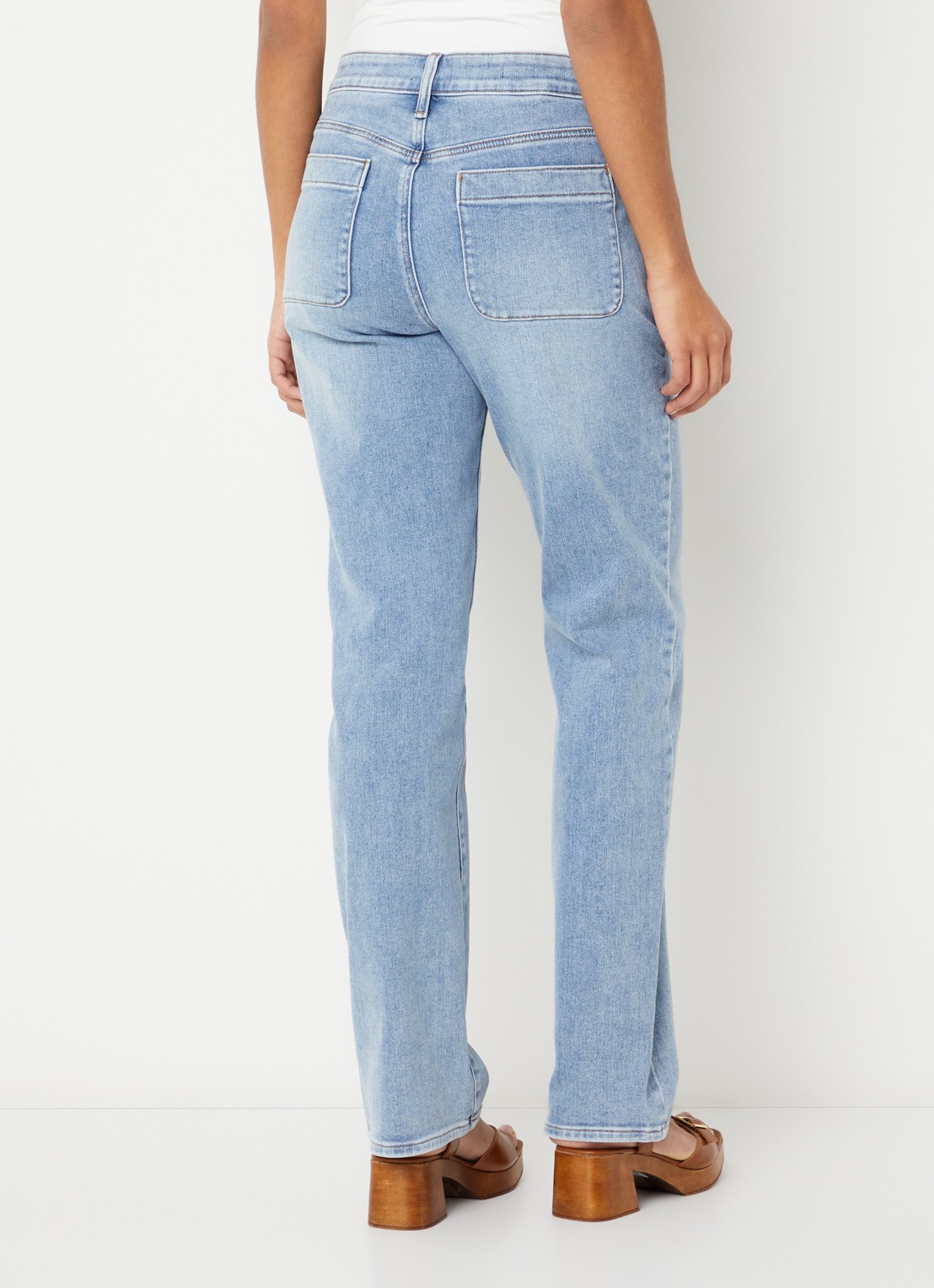 NYDJ Mid waist straight leg jeans met lichte wassing - achterkant 5 indigo