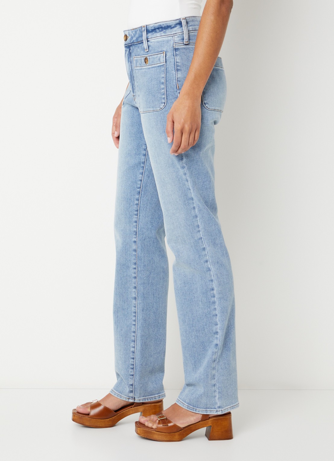 NYDJ Mid waist straight leg jeans met lichte wassing - detail 4 indigo