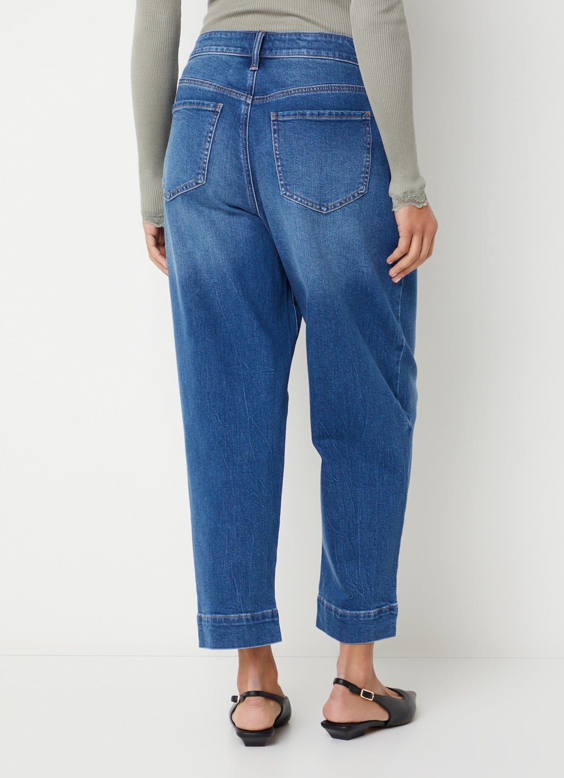 NYDJ Mid waist wide leg jeans met medium wassing - achterkant indigo