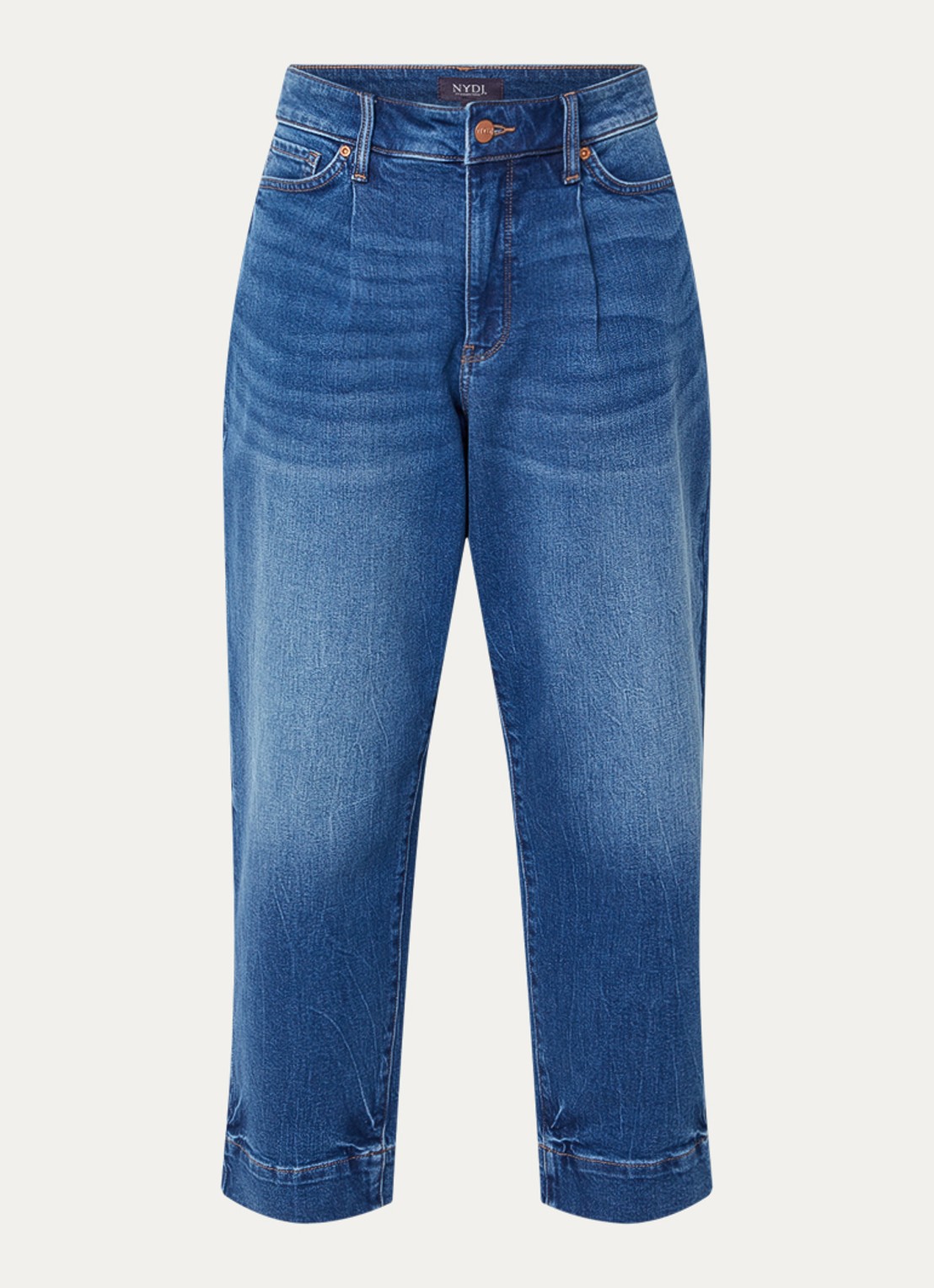NYDJ Mid waist wide leg jeans met medium wassing - voorkant 4 indigo