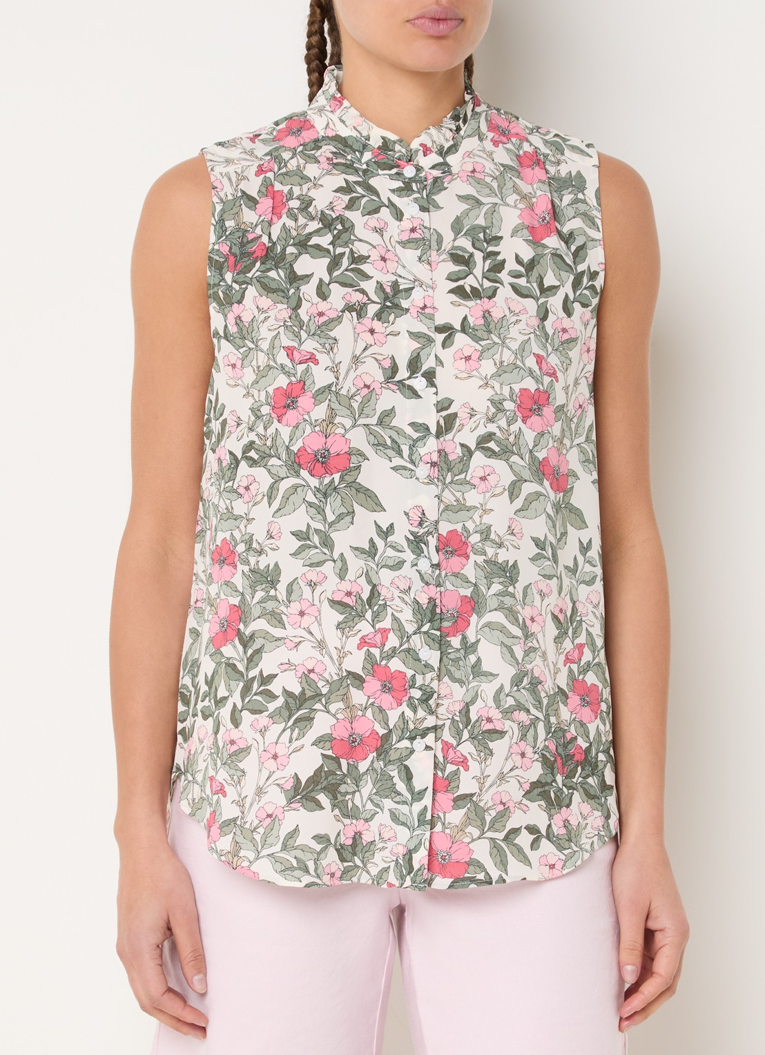 NYDJ Mouwloze blouse met bloemenprint - detail 2 geel