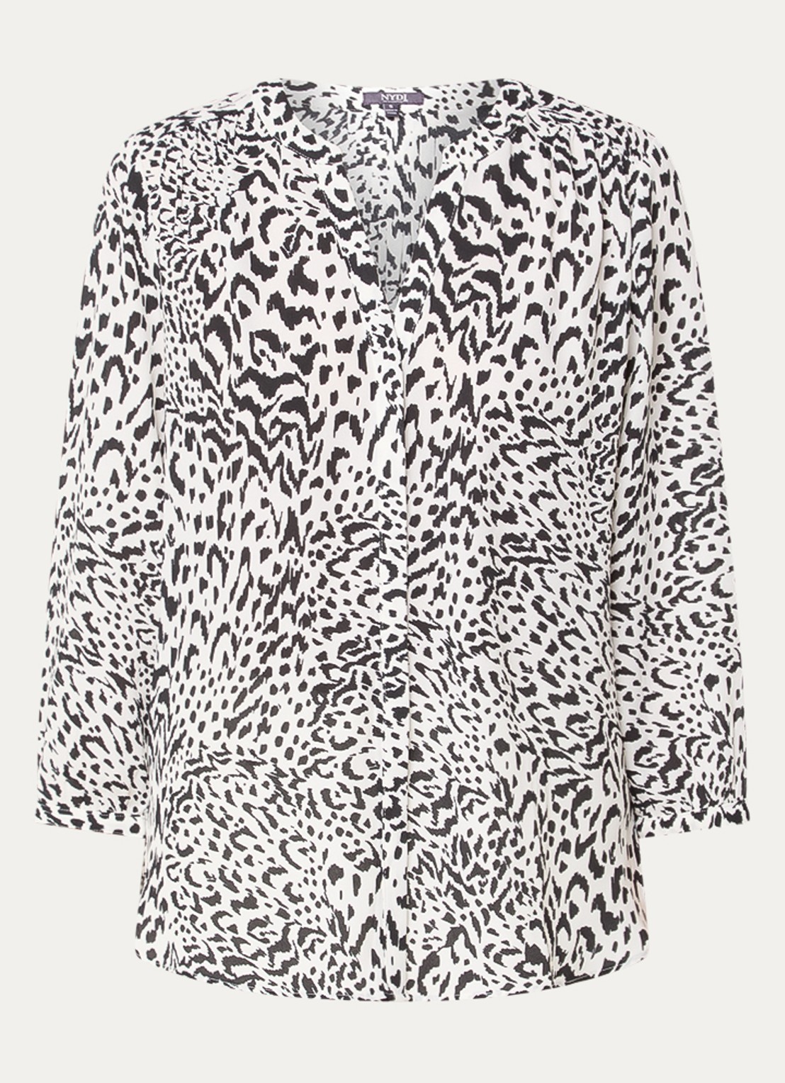 NYDJ Pintuck blouse met V-hals en print - voorkant 3 paars
