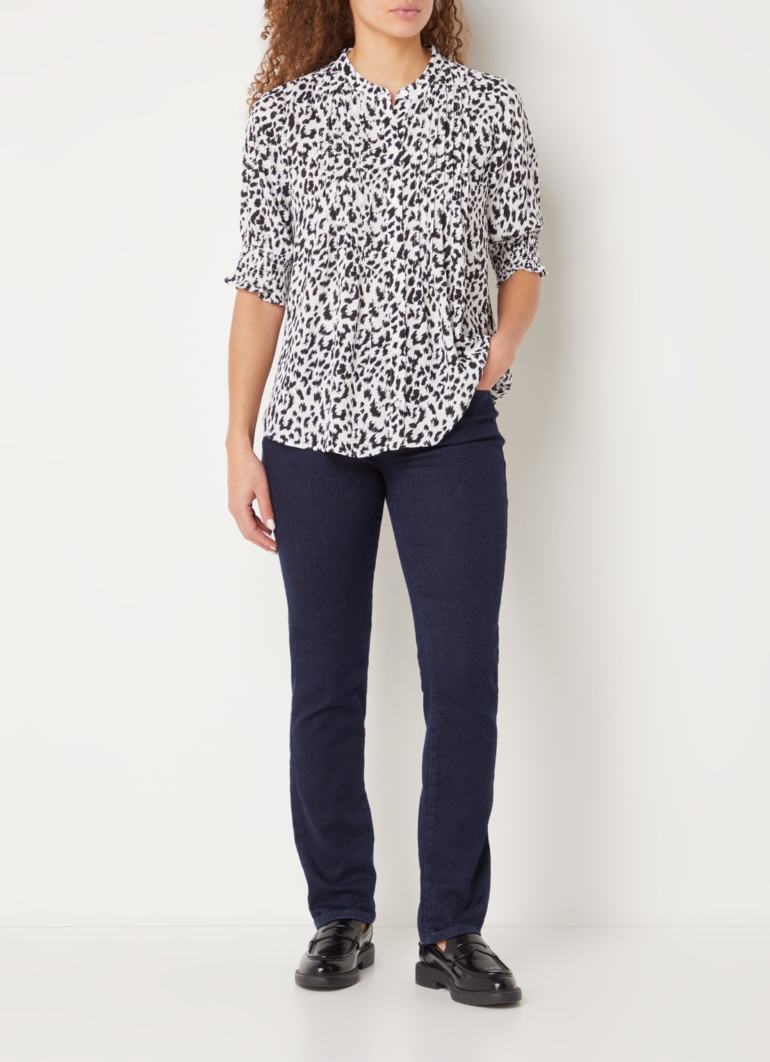 NYDJ Sheri mid waist slim fit jeans met stretch - voorkant 2 blauw