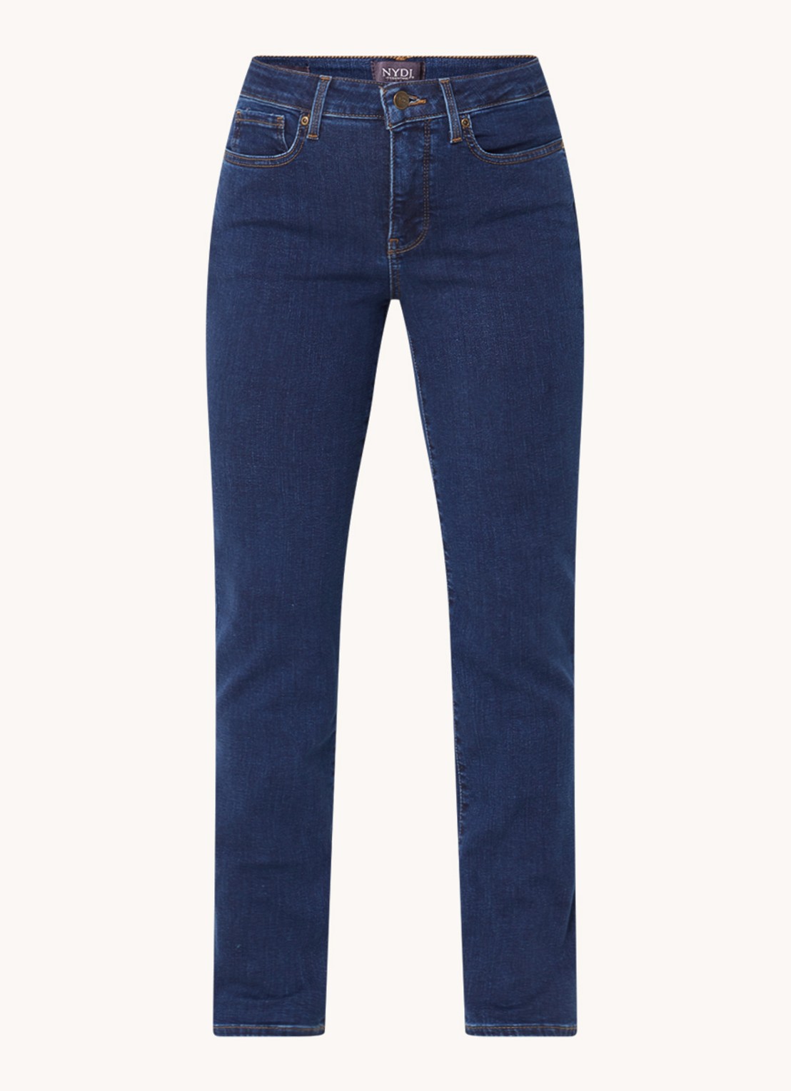 NYDJ Sheri mid waist slim fit jeans met stretch - voorkant middenblauw