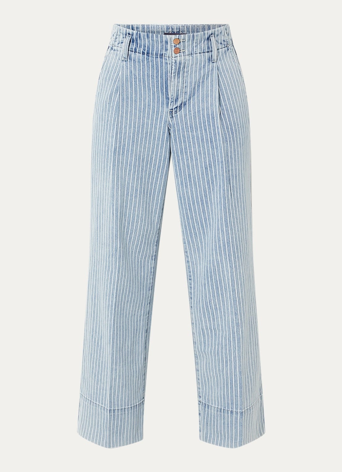 NYDJ Simone mid waist wide leg jeans met streepprint - voorkant lichtblauw
