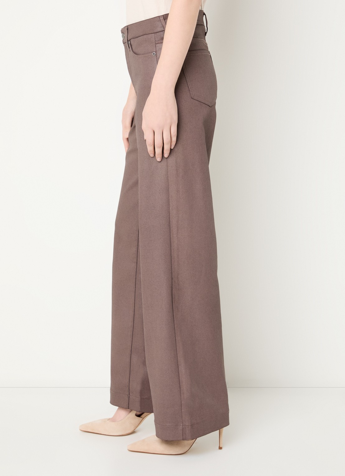 NYDJ Teresa high waist wide leg jeans met gekleurde wassing - detail 3 taupe