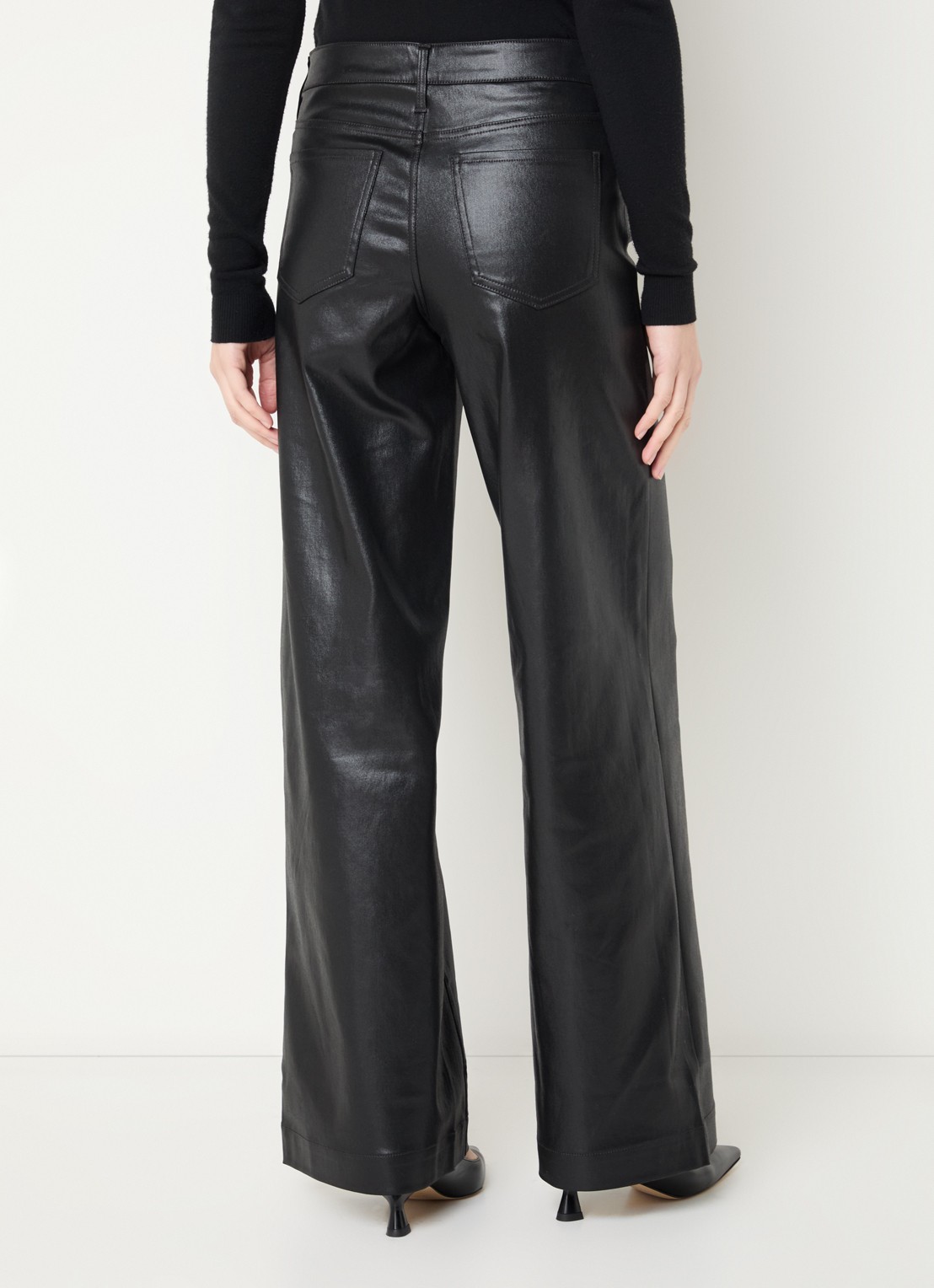 NYDJ Teresa high waist wide leg jeans met gekleurde wassing - achterkant zwart