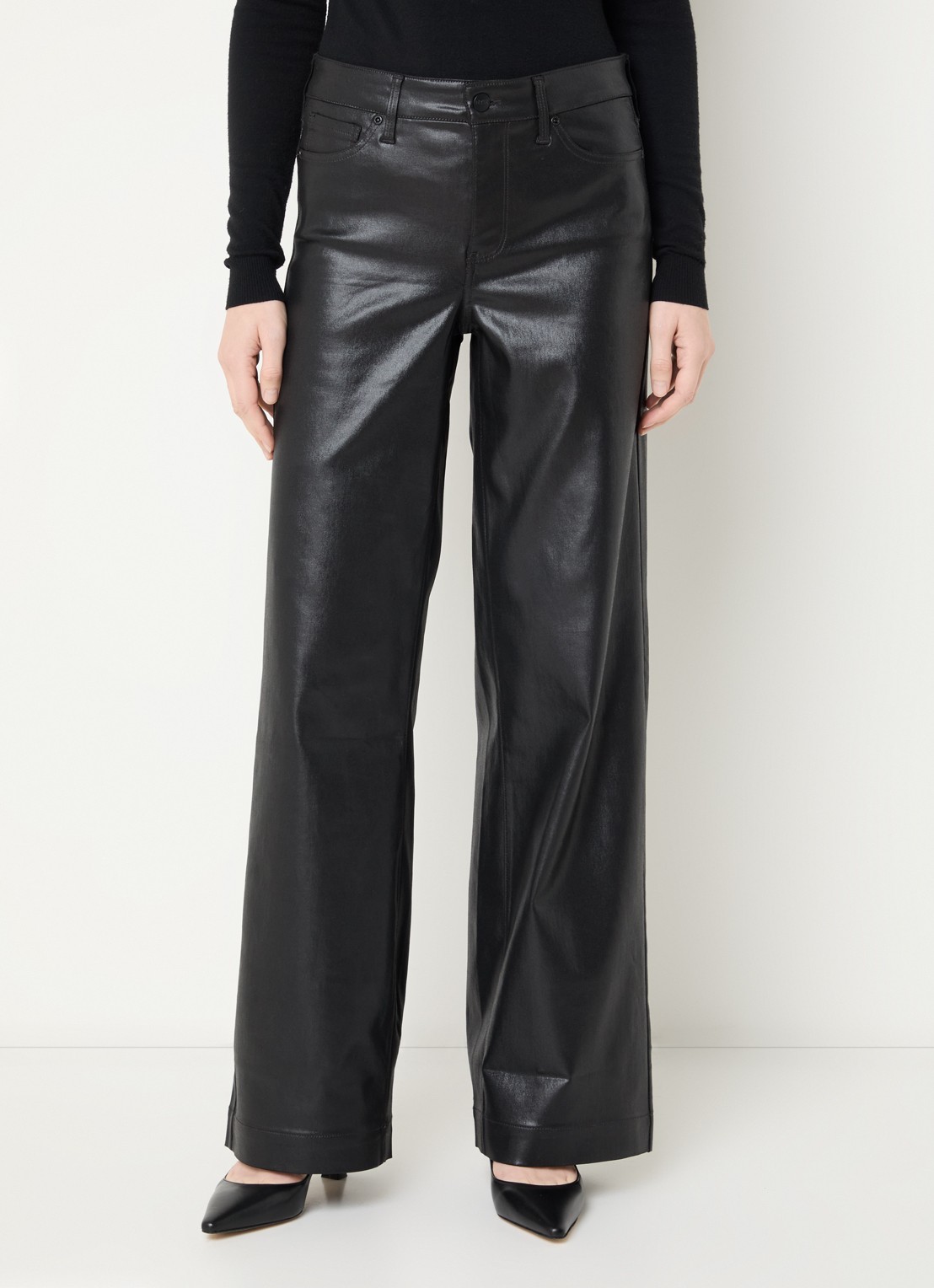 NYDJ Teresa high waist wide leg jeans met gekleurde wassing - detail 2 zwart