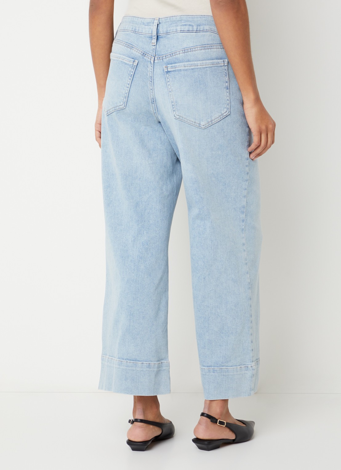 NYDJ Teresa high waist wide leg jeans met lichte wassing - achterkant 5 indigo