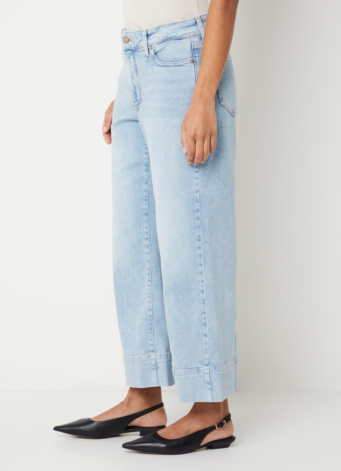 NYDJ Teresa high waist wide leg jeans met lichte wassing - detail 2 indigo