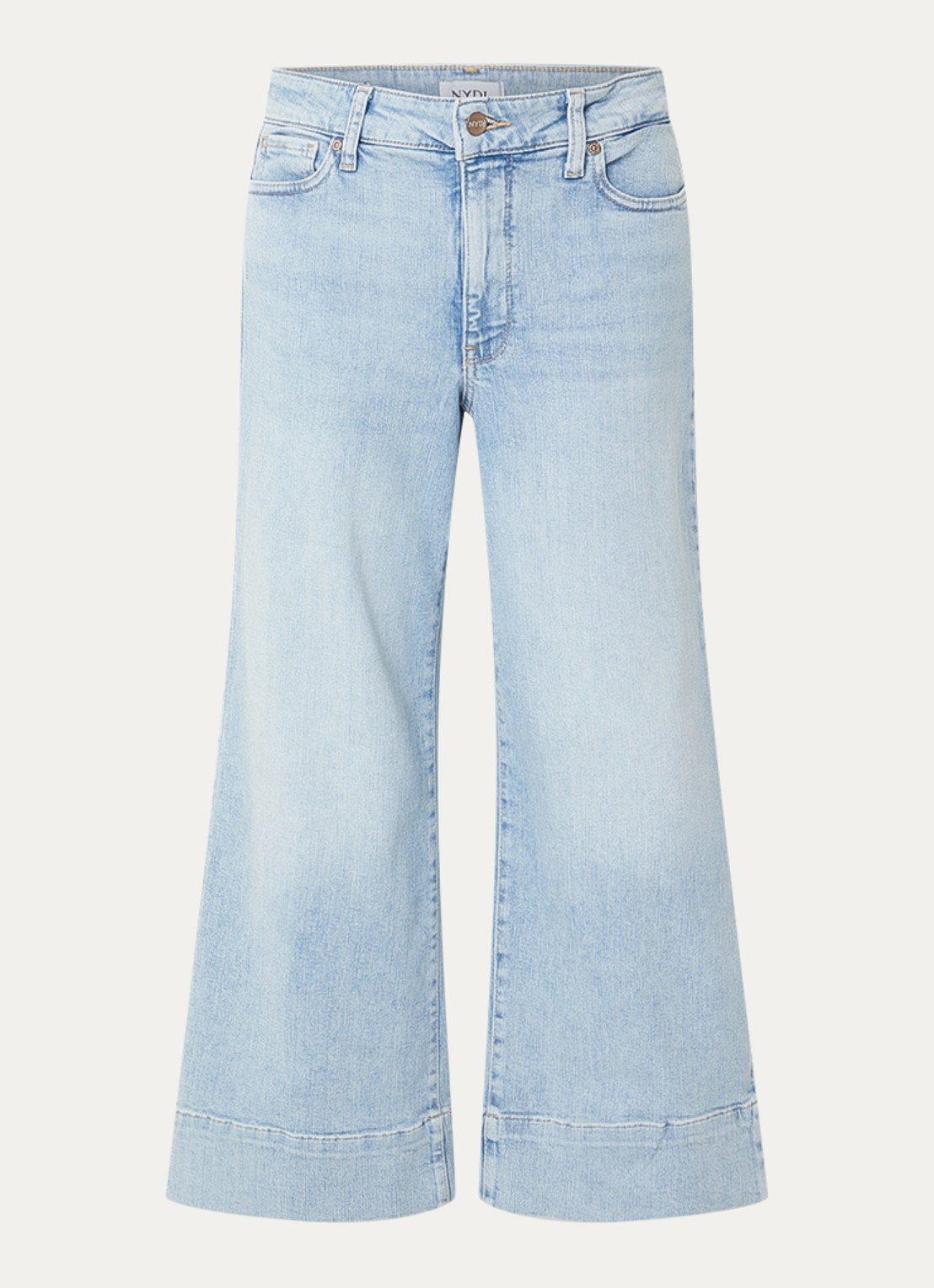 NYDJ Teresa high waist wide leg jeans met lichte wassing - voorkant 3 indigo