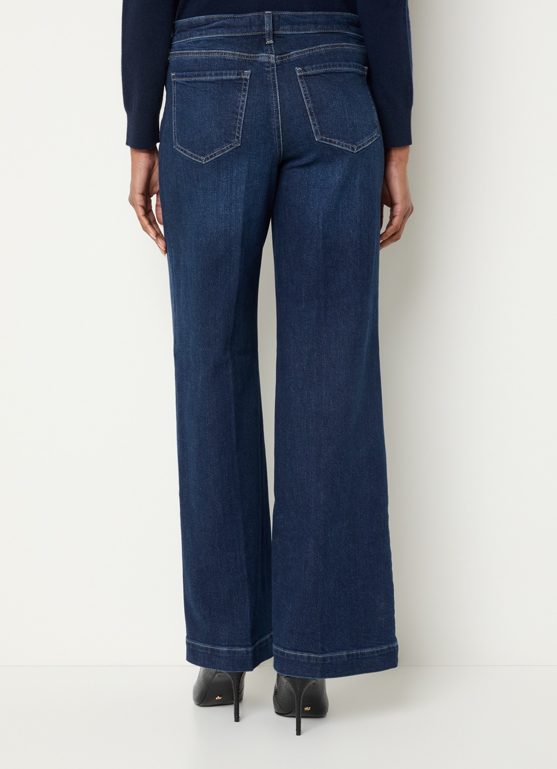 NYDJ Teresa high waist wide leg jeans met steekzakken - achterkant 3 indigo