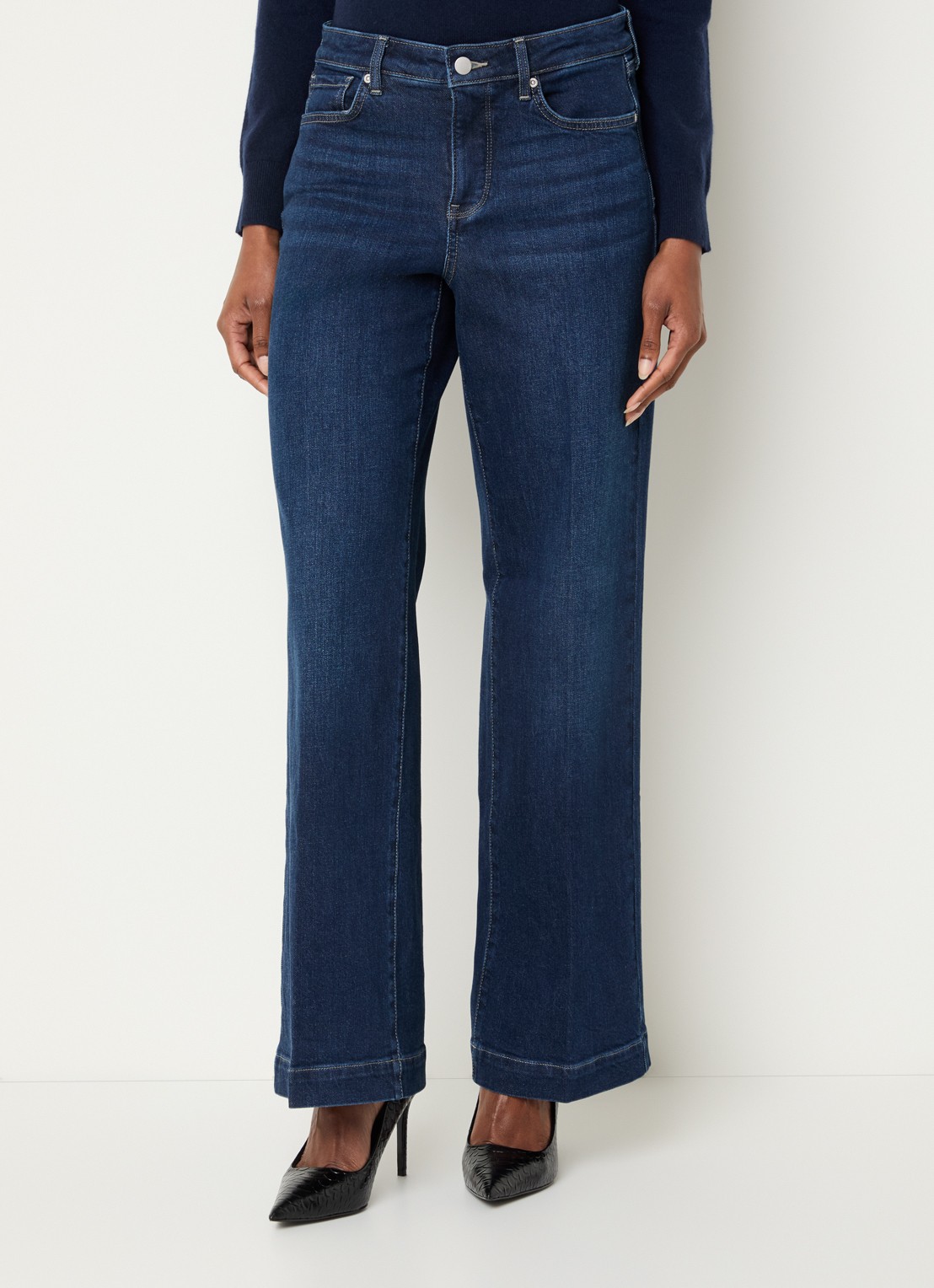 NYDJ Teresa high waist wide leg jeans met steekzakken - detail indigo