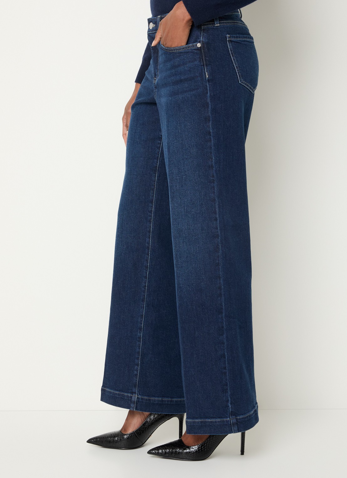 NYDJ Teresa high waist wide leg jeans met steekzakken - detail 2 indigo
