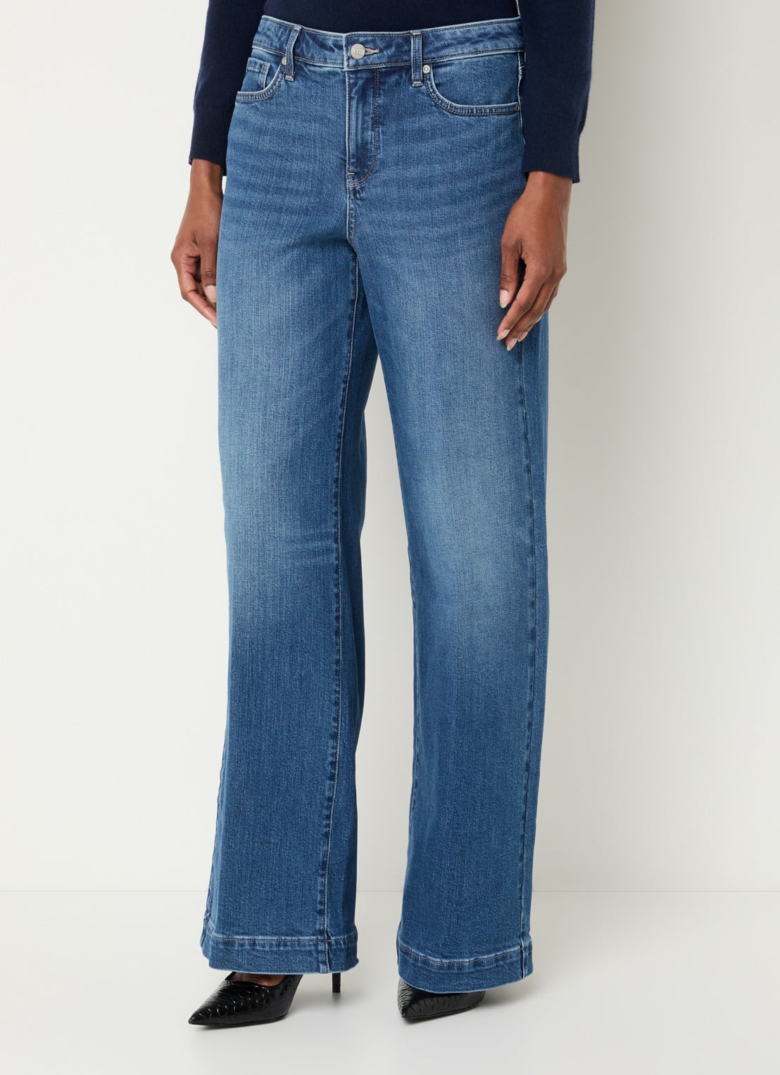 NYDJ Teresa high waist wide leg jeans met steekzakken - detail 4 blauw