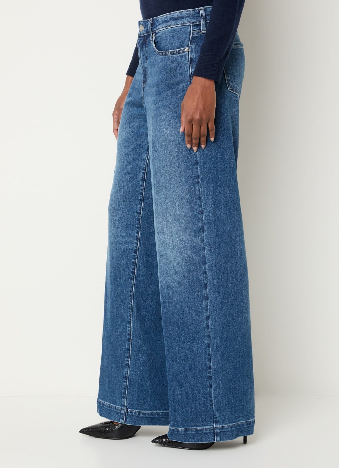 NYDJ Teresa high waist wide leg jeans met steekzakken - detail 5 blauw
