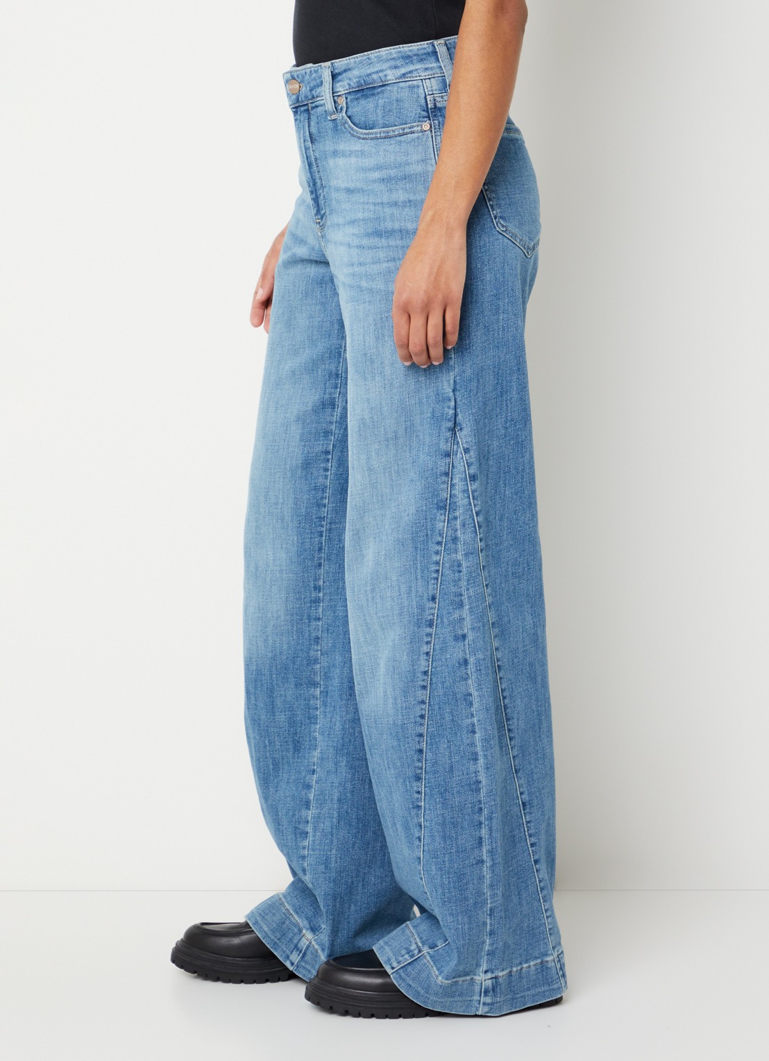 NYDJ Teresa low waist wide fit jeans met steekzakken - detail 4 kobaltblauw