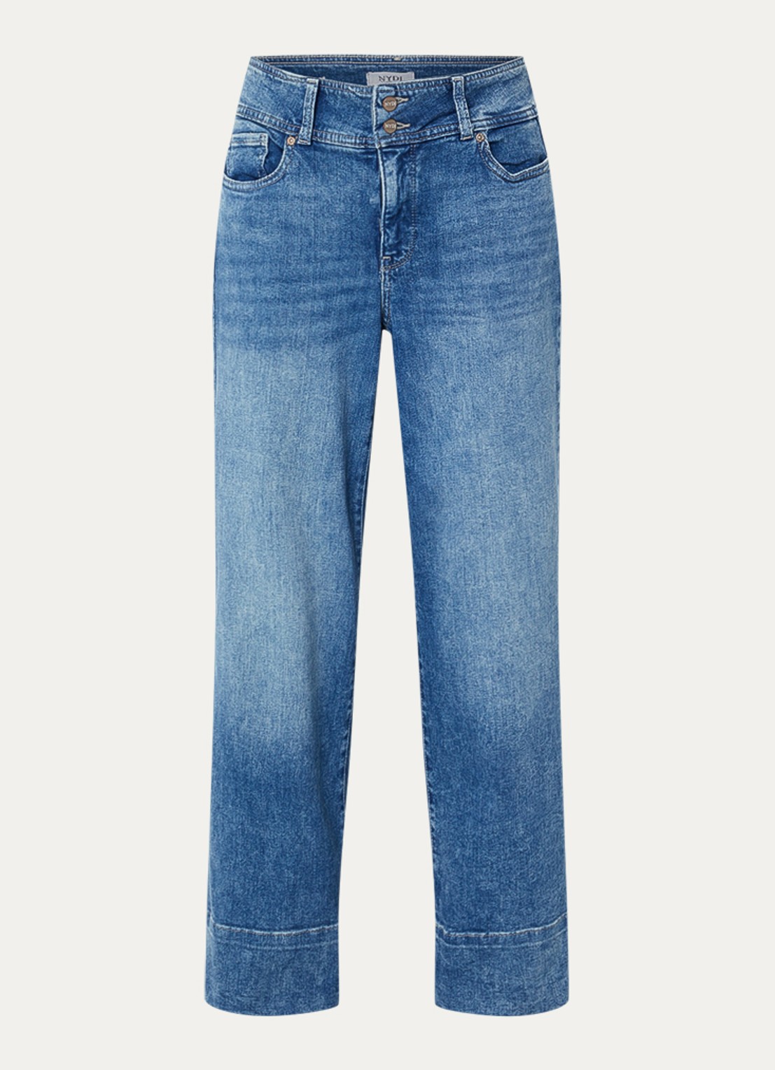 NYDJ Teresa mid waist wide leg jeans met medium wassing - voorkant 4 indigo
