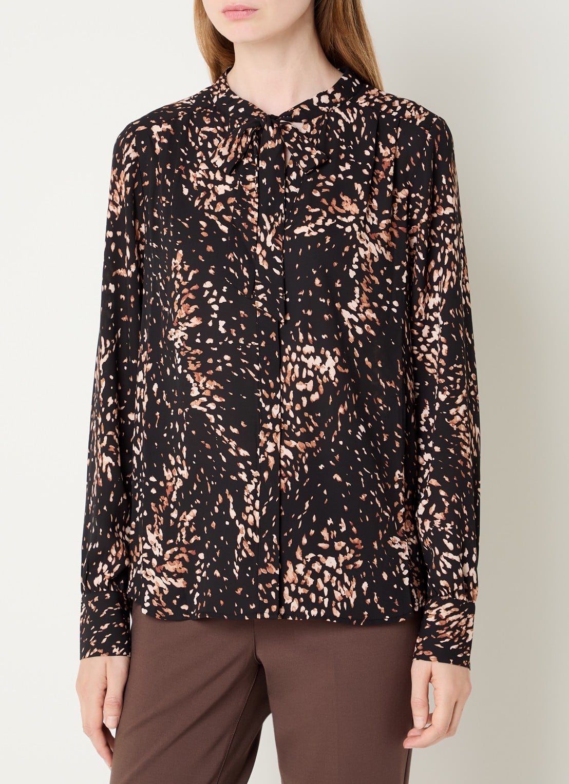 NYDJ Tuniek met print en strikkraag - detail 4 bruin