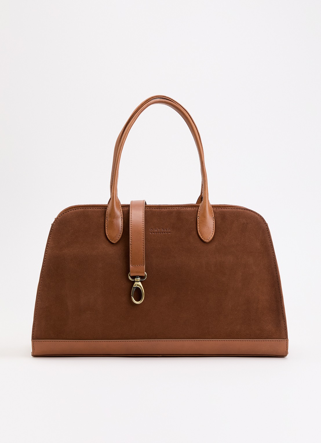 O My Bag Alma schoudertas van suéde met afneembare schouderriem  - voorkant cognac