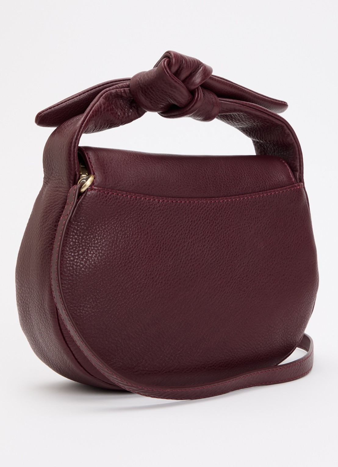 O My Bag Coco Croissant handtas van leer met afneembare schouderriem - achterkant 5 bordeauxrood