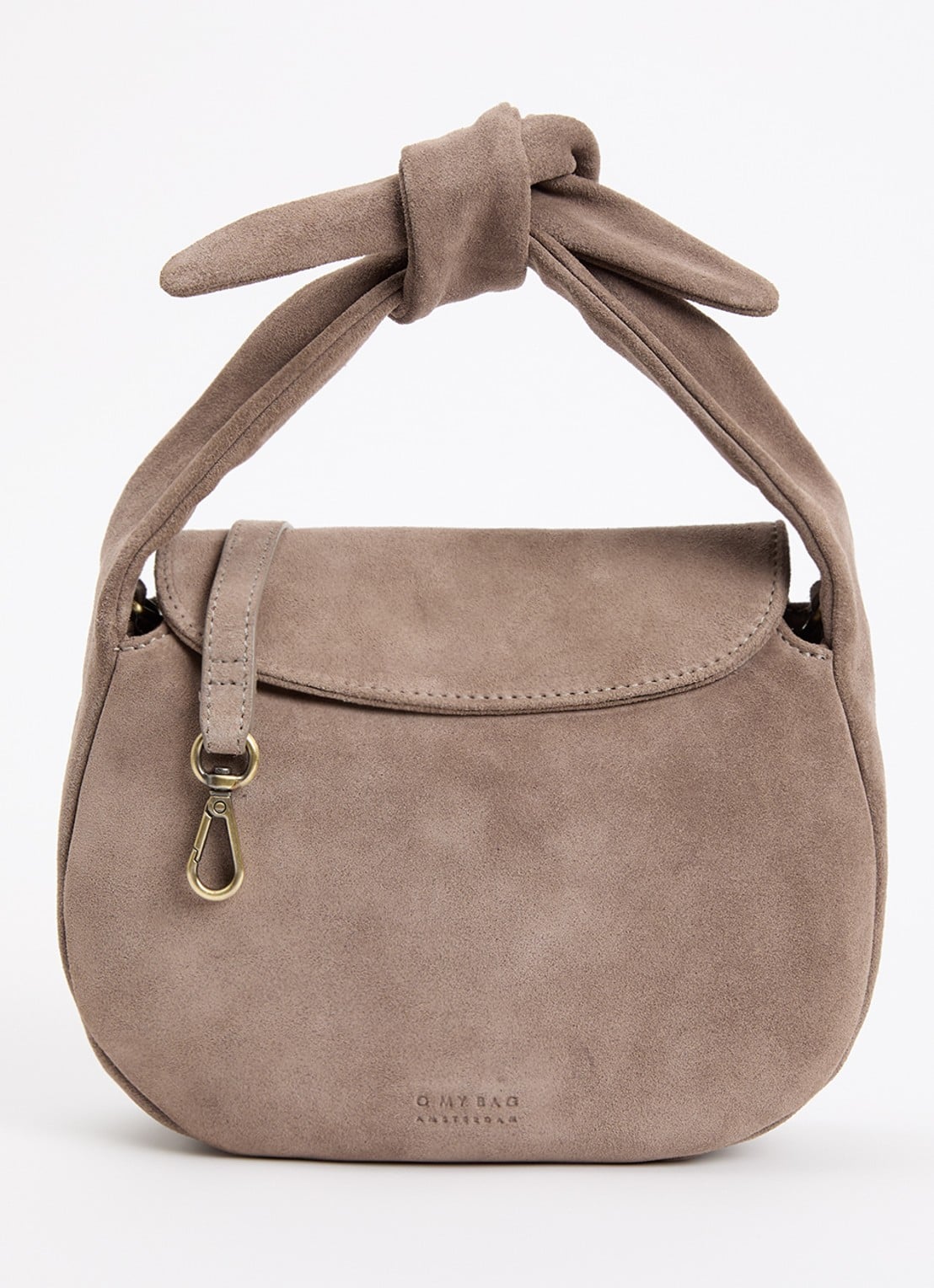O My Bag Coco Croissant handtas van suède met afneembare schouderiem - voorkant 5 donkerbeige
