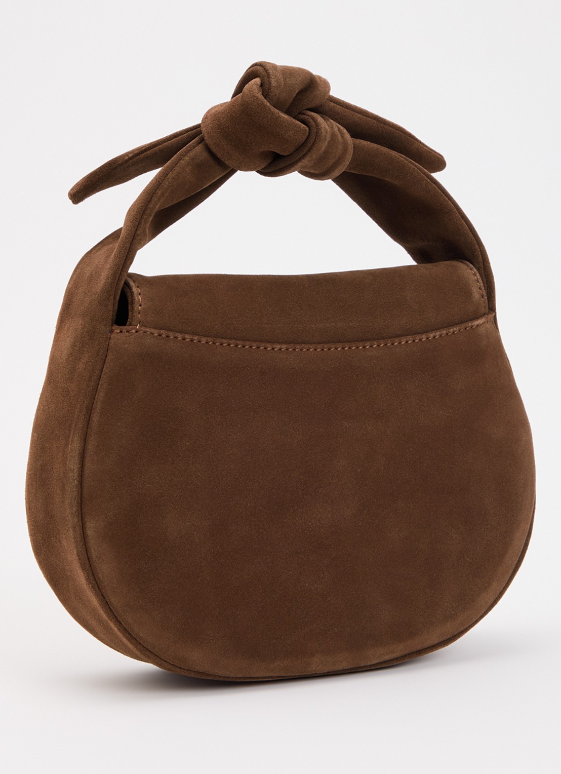 O My Bag Coco Croissant handtas van suède met afneembare schouderiem - achterkant 4 donkerbruin