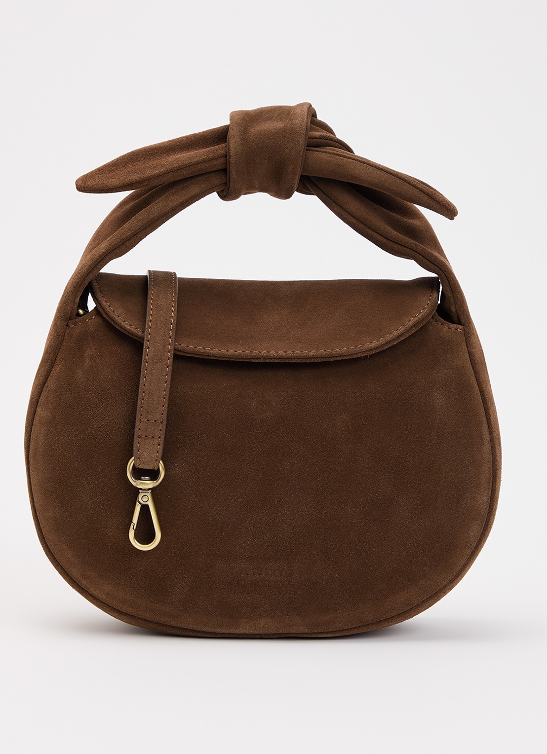 O My Bag Coco Croissant handtas van suède met afneembare schouderiem - voorkant 5 donkerbruin
