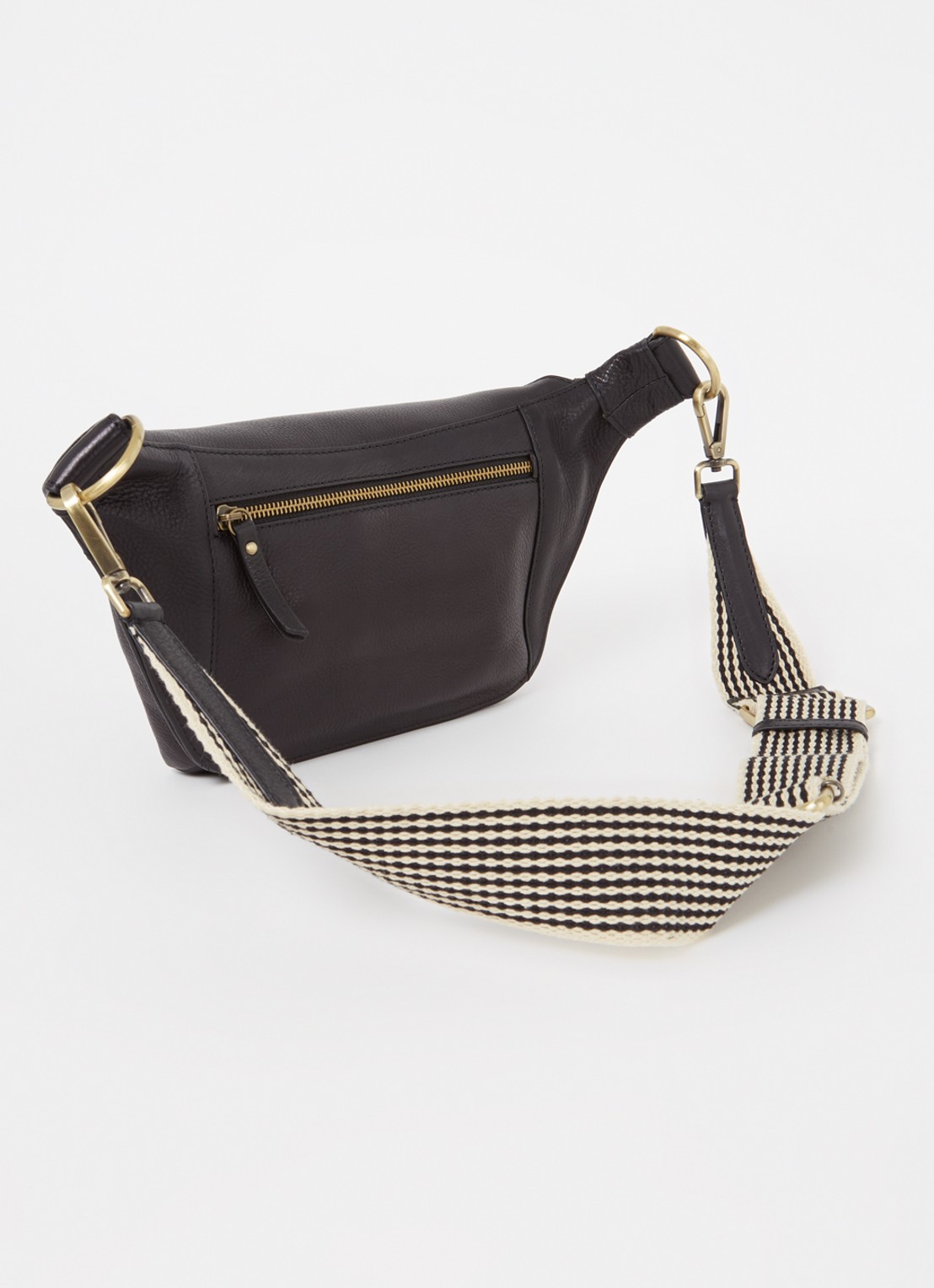 O My Bag Drew Medium heuptas van leer met afneembare schouderriem - achterkant 4 zwart