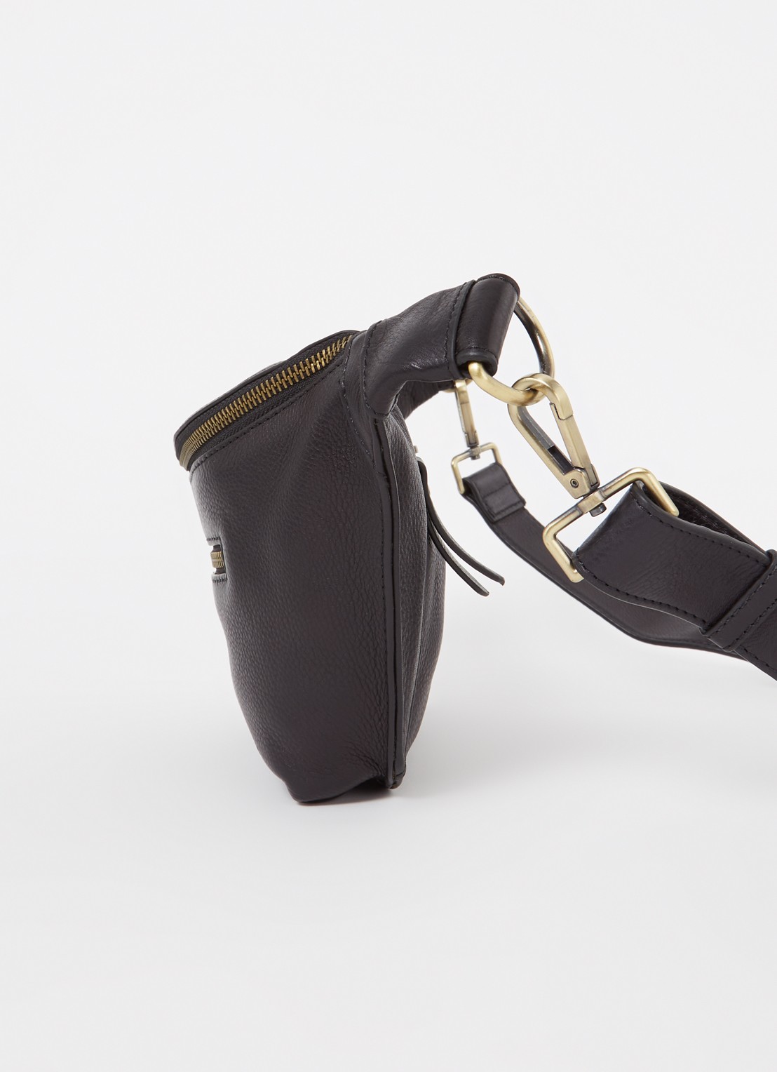 O My Bag Drew Medium heuptas van leer met afneembare schouderriem - detail 3 zwart