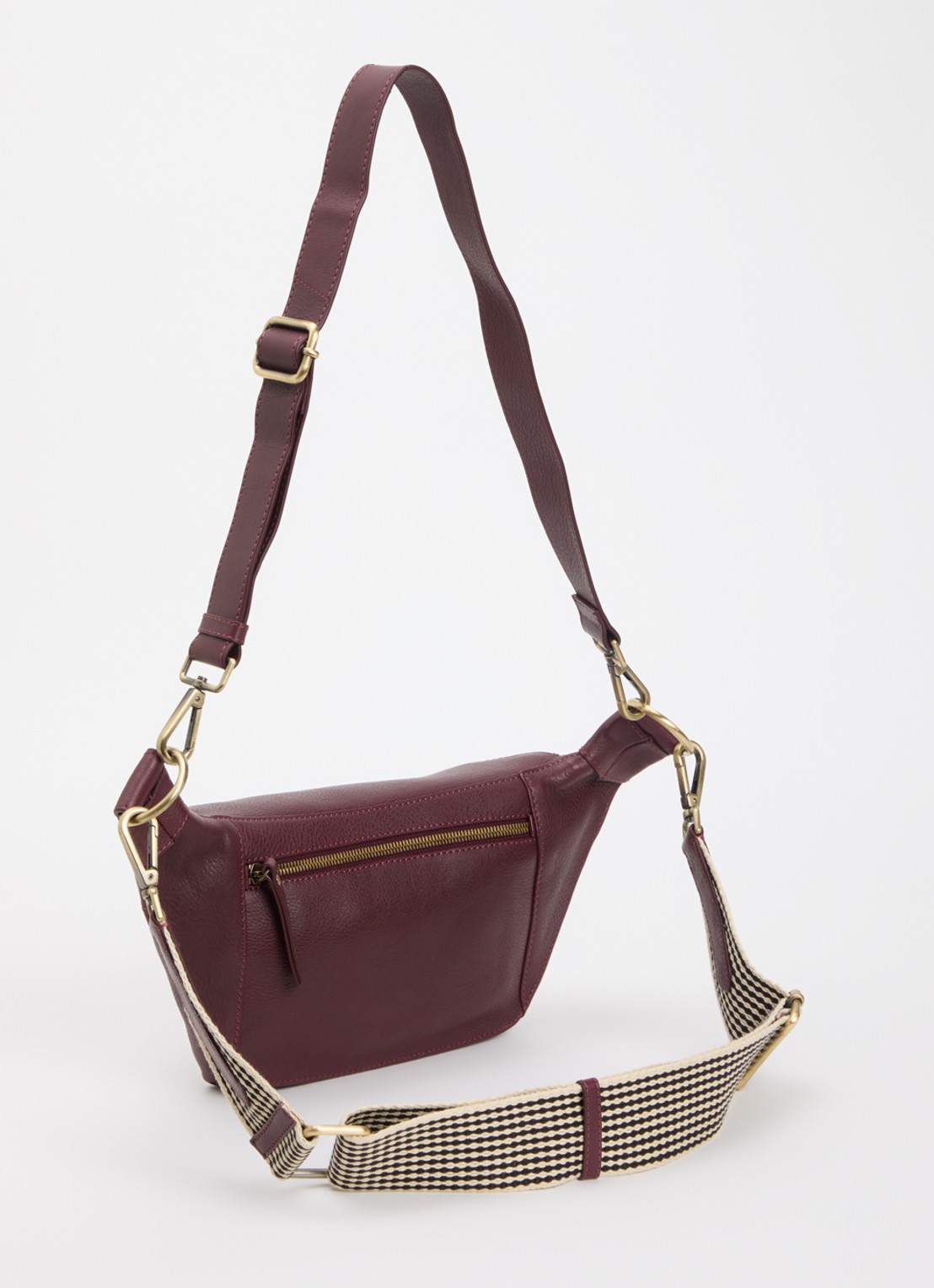 O My Bag Drew schoudertas van leer - achterkant 5 kersenrood