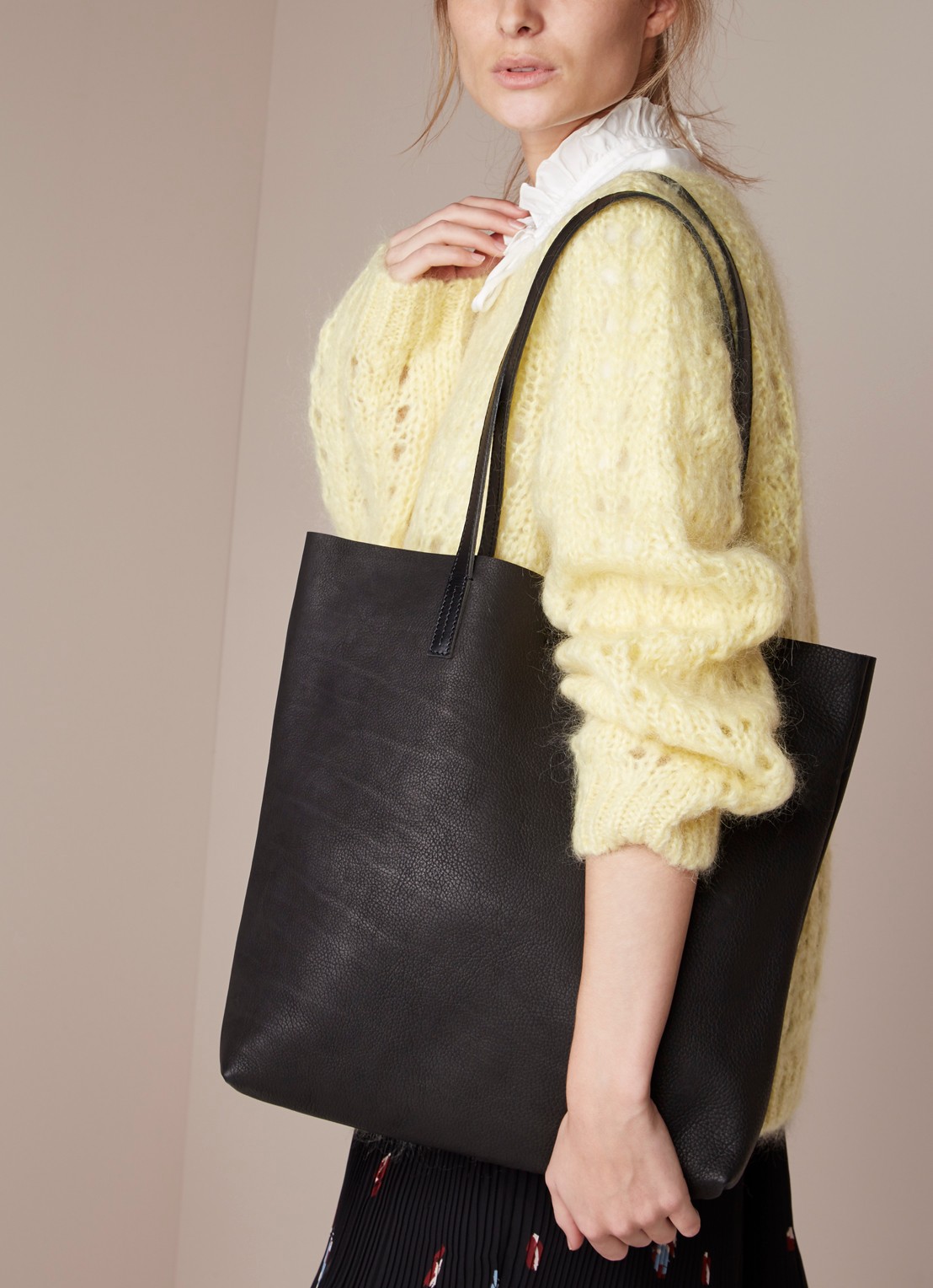 O My Bag Georgia shopper van leer - voorkant 4 zwart